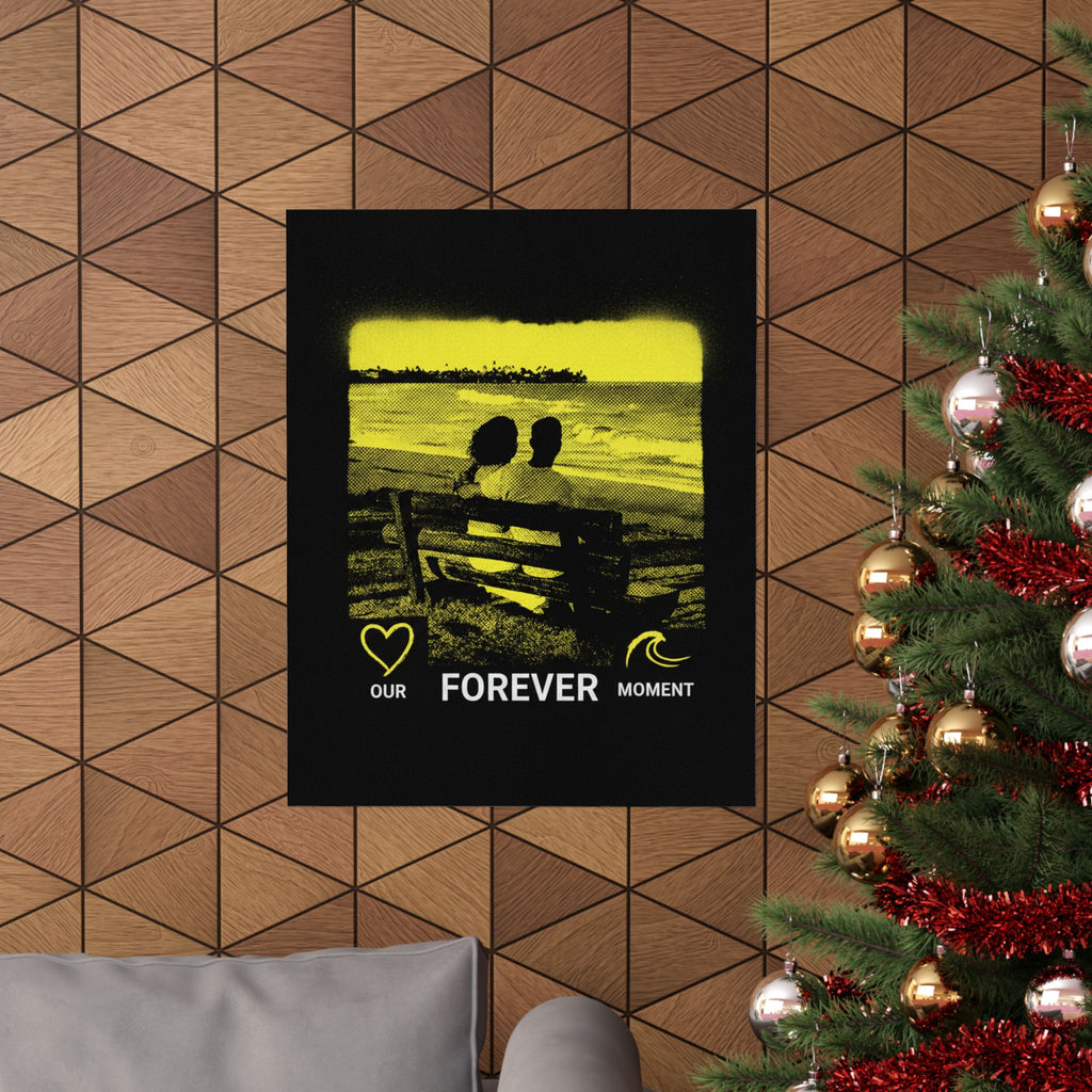 Our Forever Moment Beach Sunset Couple Yellow Matte Poster