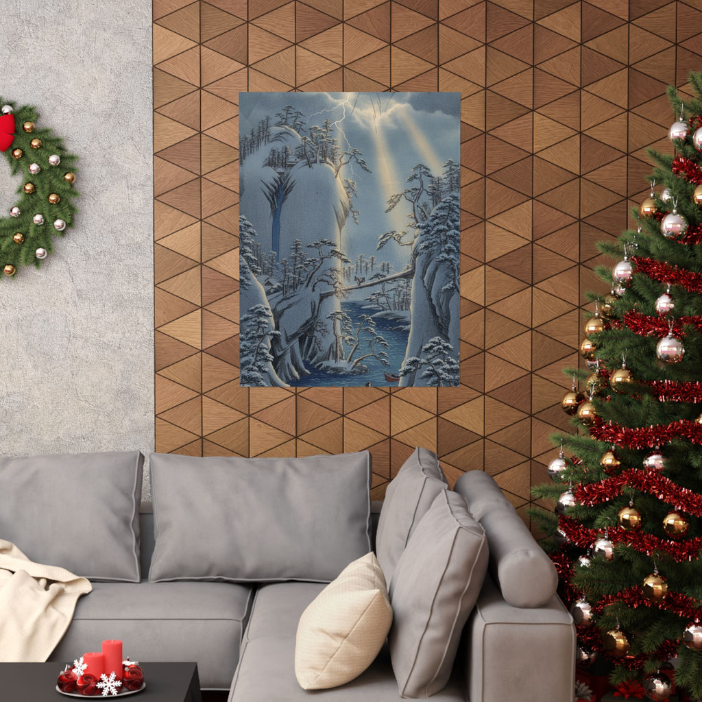Dramatic Storm — River Gorge In Snow — Matte Poster