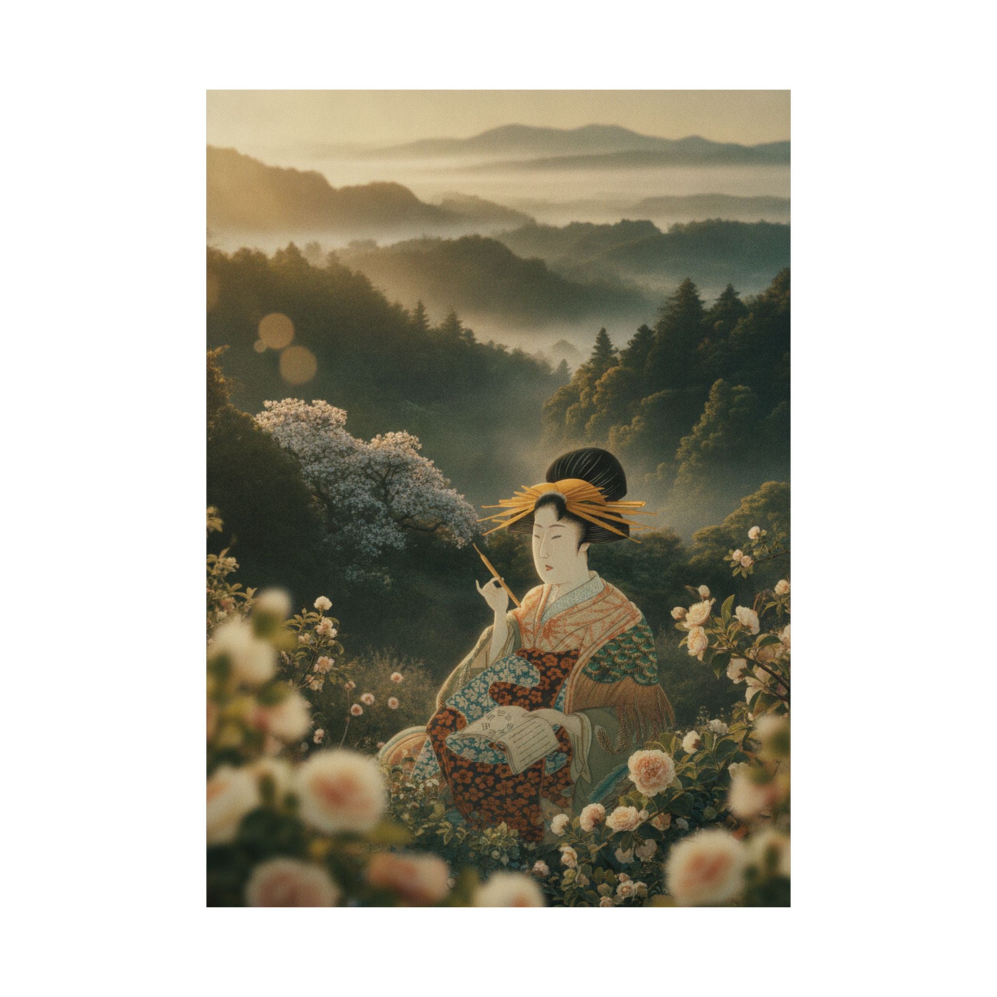 Scenic Nature — Courtesan With Book And Hair-Pin — Matte Poster