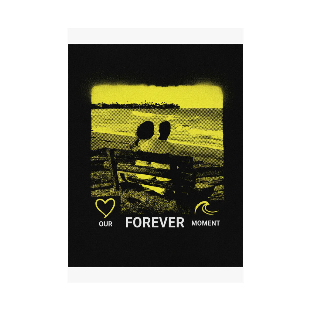 Our Forever Moment Beach Sunset Couple Yellow Matte Poster