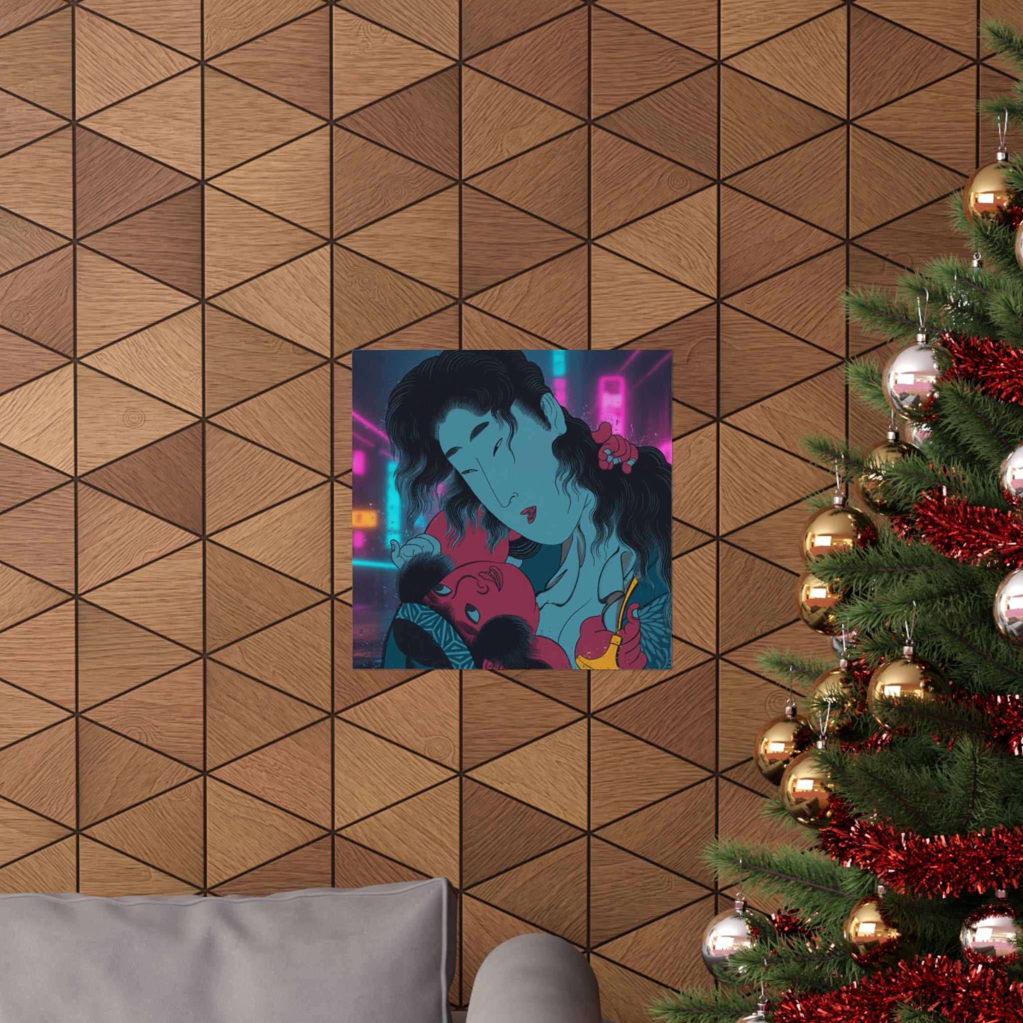 Neon Noir — Yamauba Playing With Kintarō — Matte Poster