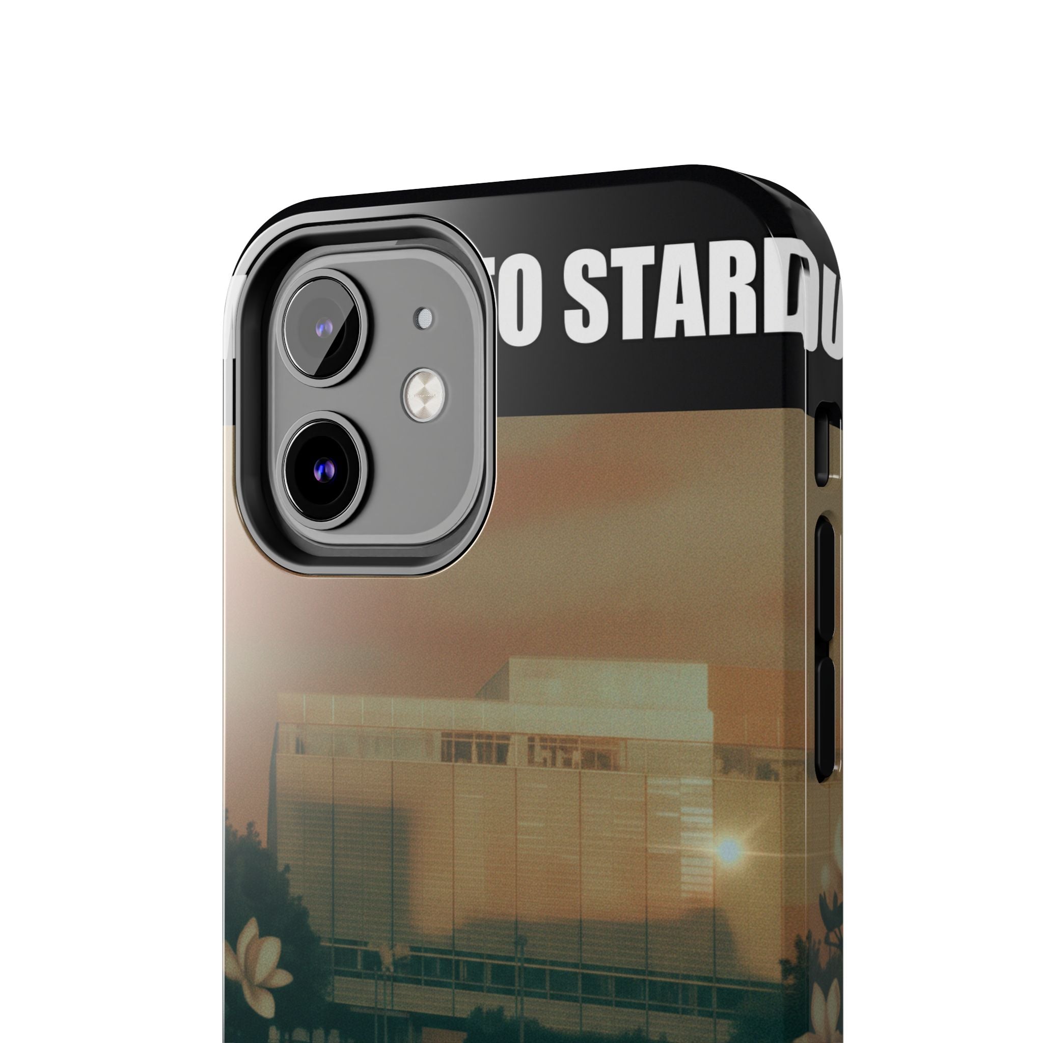 Dusk Brutalist Building and Daisies Photo Phone Case