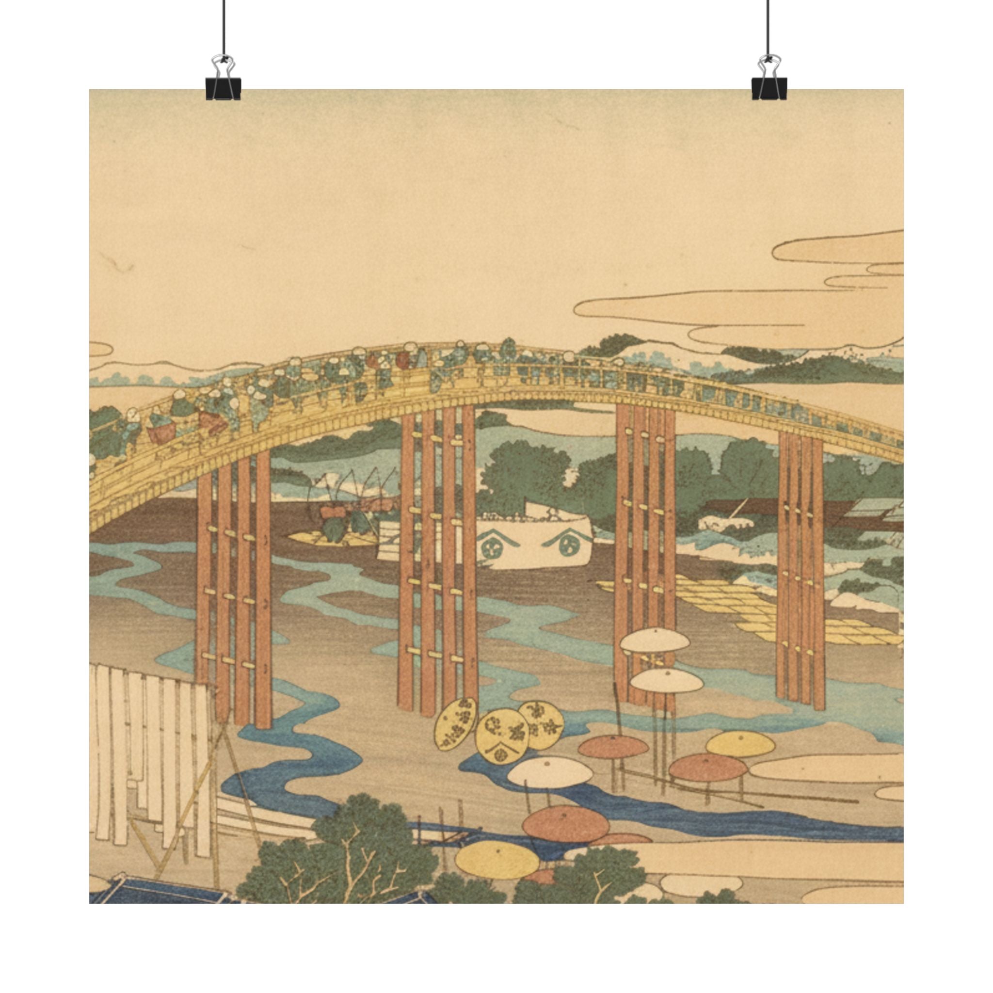 Scenic Nature — Yahagi Bridge At Okazaki On The Tōkaidō (Tōkaidō Okazaki Yahagi No Hashi), From  — Matte Poster