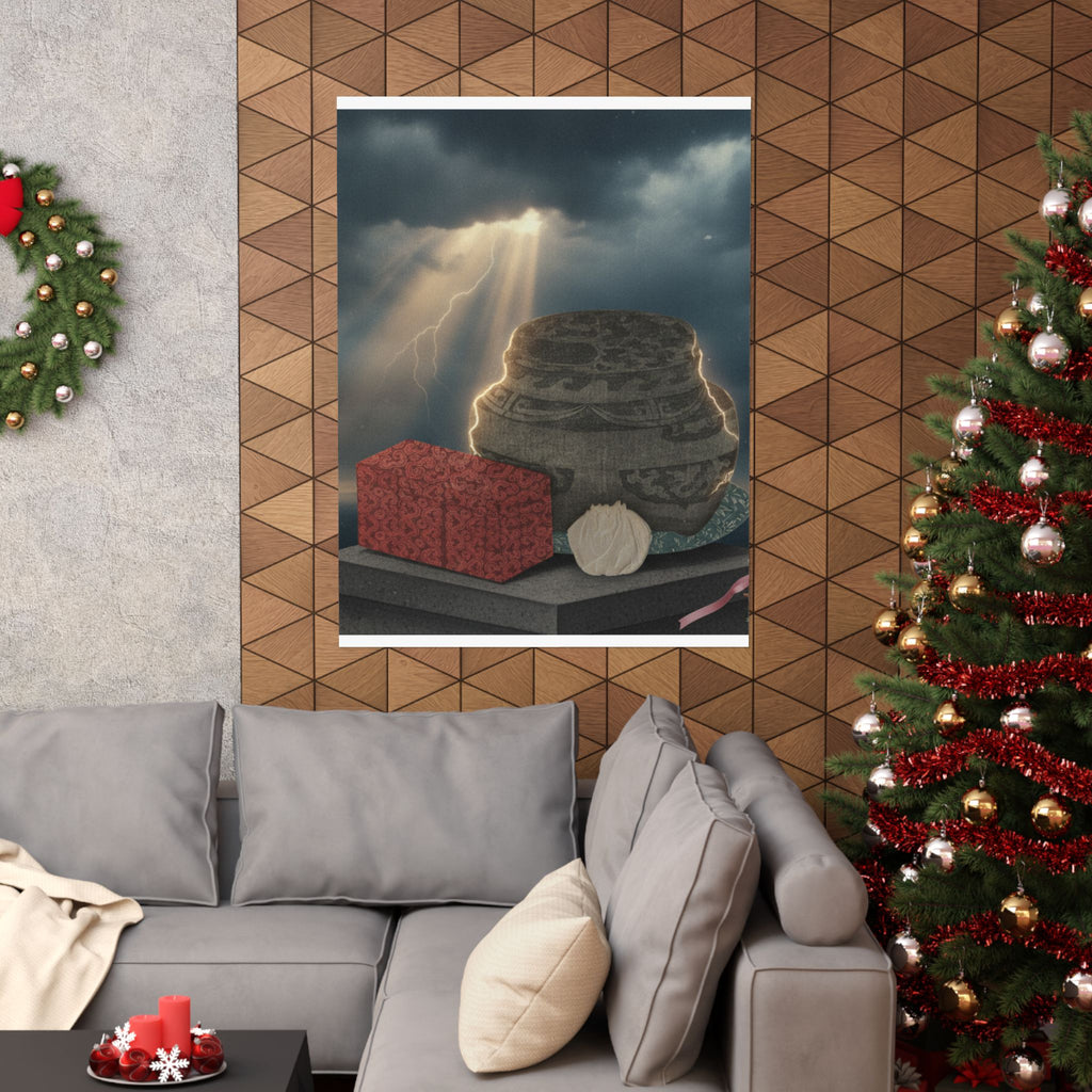 Dramatic Storm — Fire-Holder And Tea-Box — Matte Poster