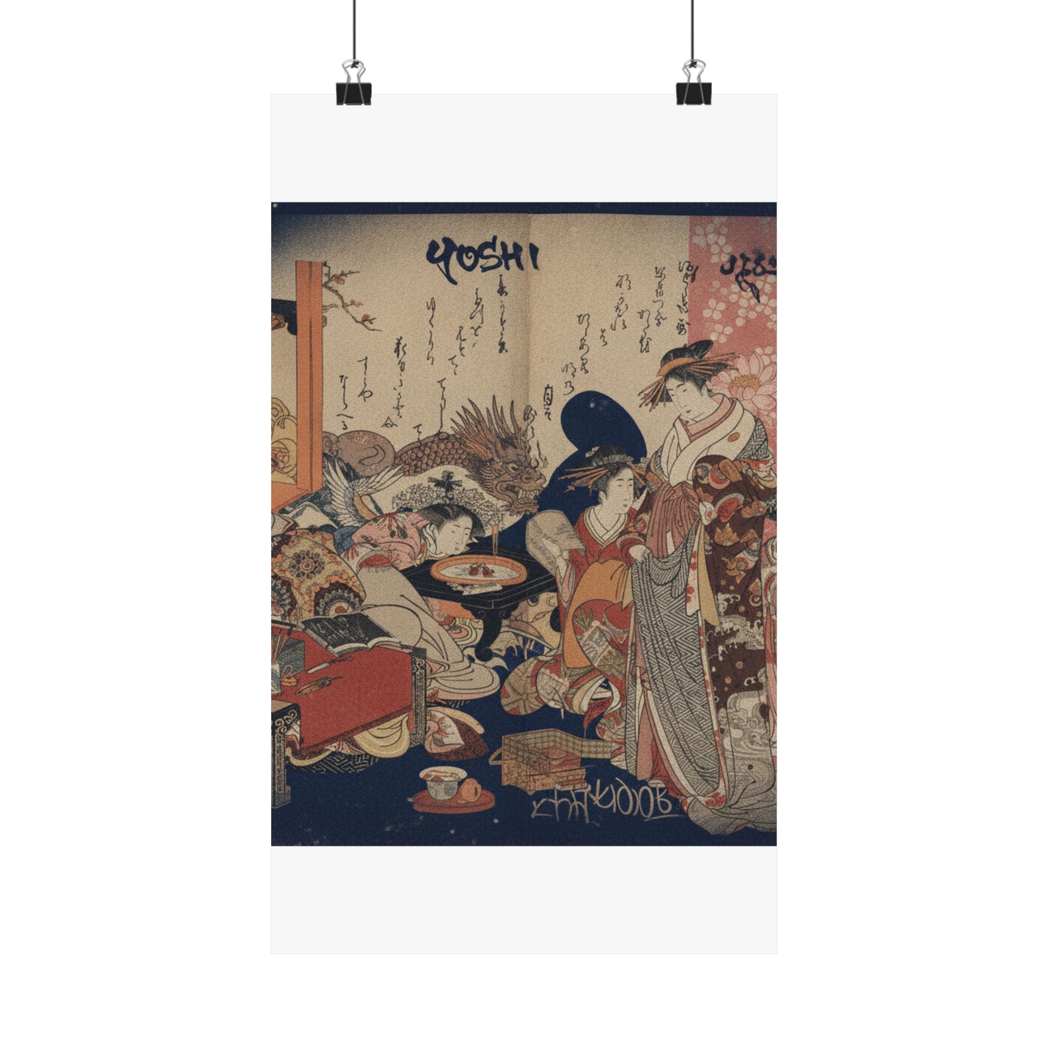 Japanese Street — A New Record Comparing The Handwriting Of The Courtesans Of The Yoshiwara (Yoshi — Matte Poster