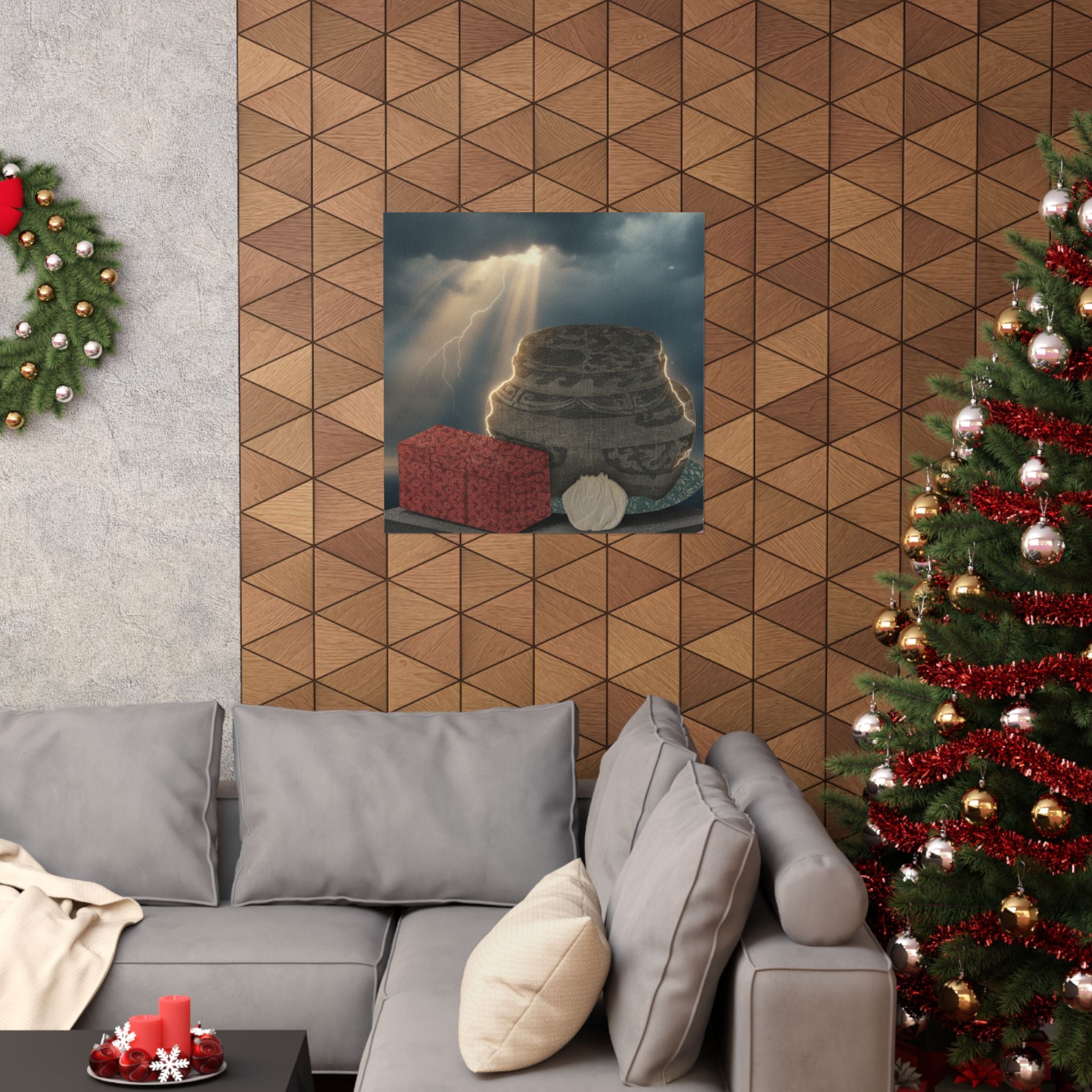 Dramatic Storm — Fire-Holder And Tea-Box — Matte Poster