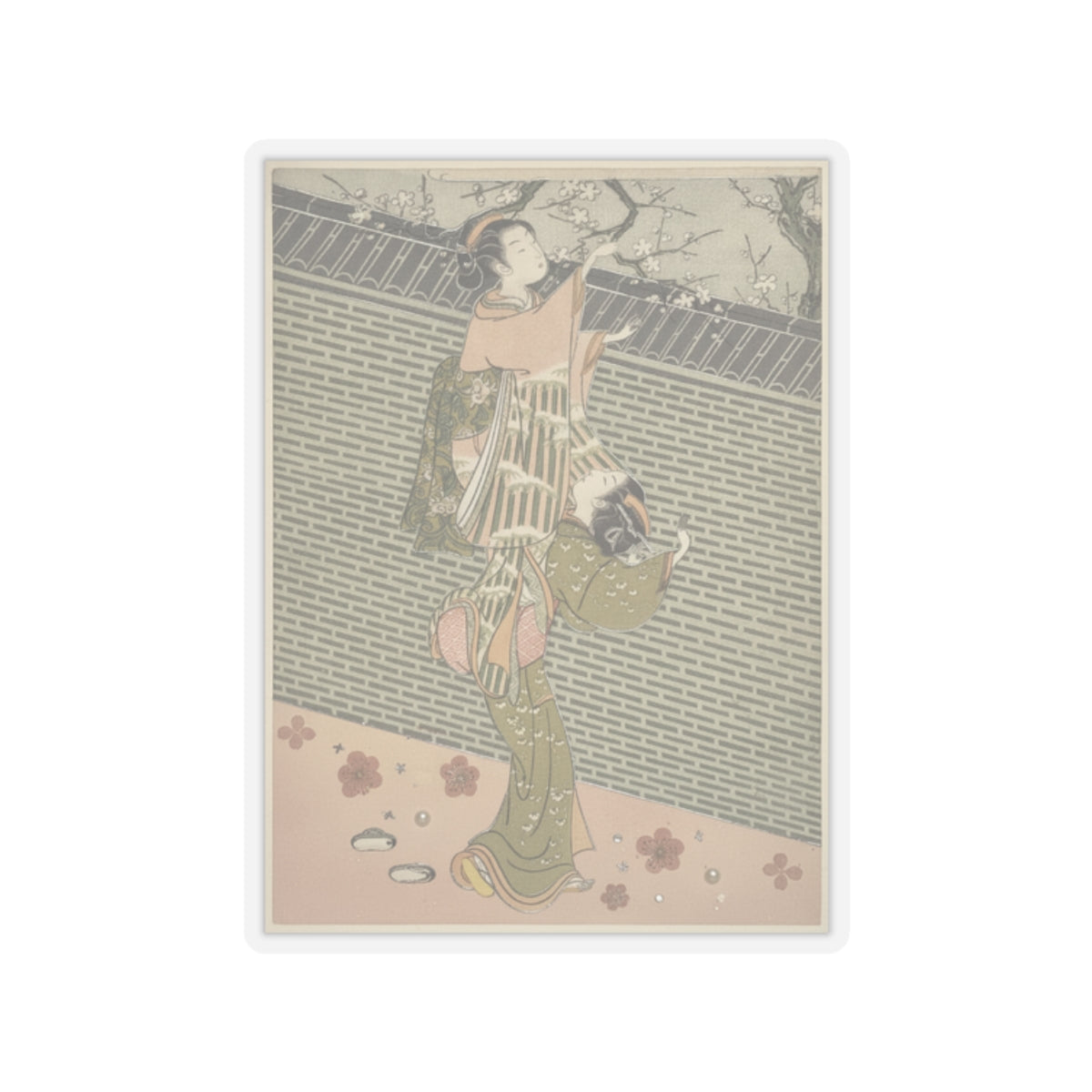 Botanical — Plucking A Branch From A Neighbor'S Plum Tree — Kiss-Cut Sticker