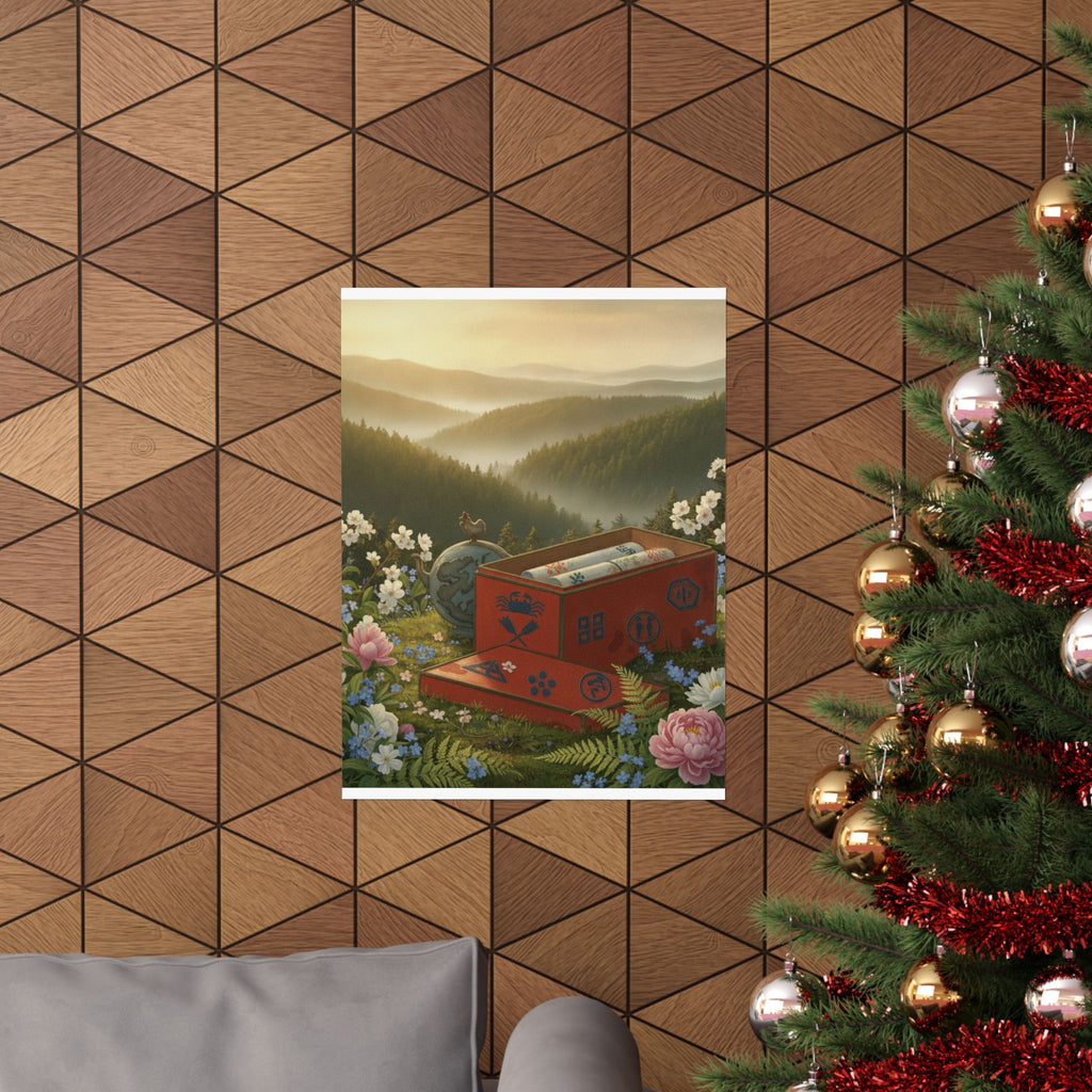 Scenic Nature — Red Lacquer Box And Water-Pot — Matte Poster