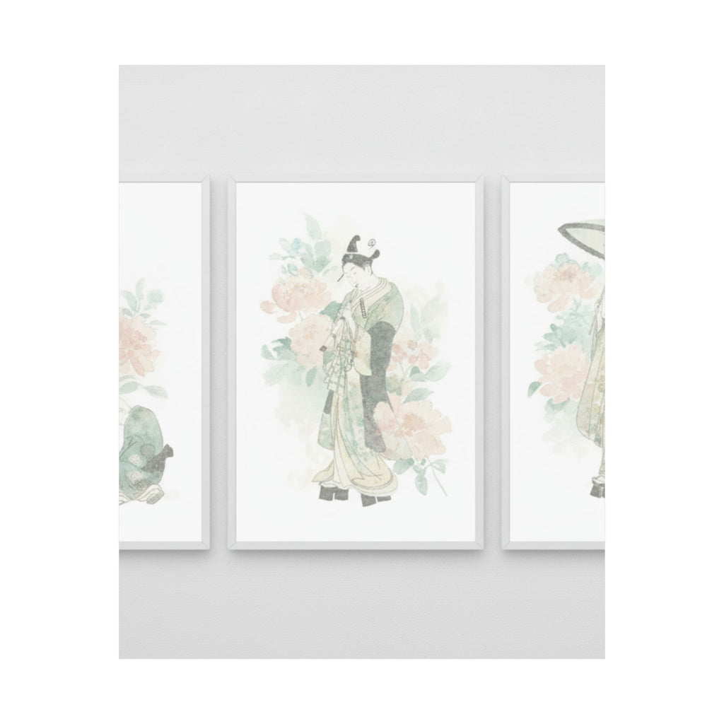 Watercolor — Tripytych Of Young Men — Matte Poster