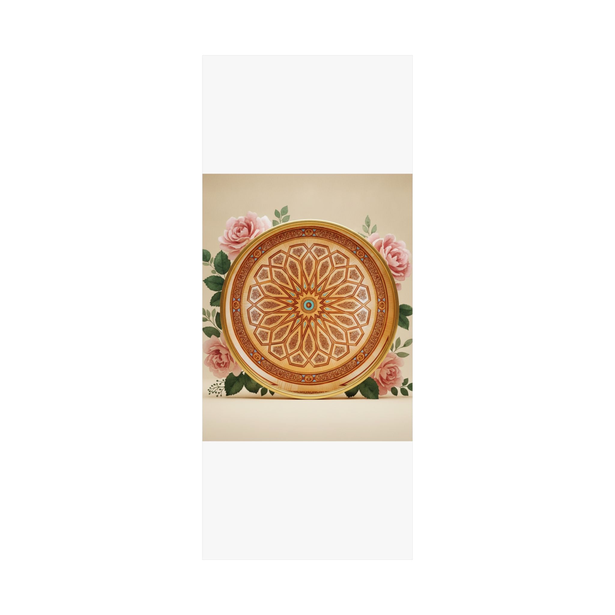 Gilded Moroccan Medallion and Pink Roses Art Poster