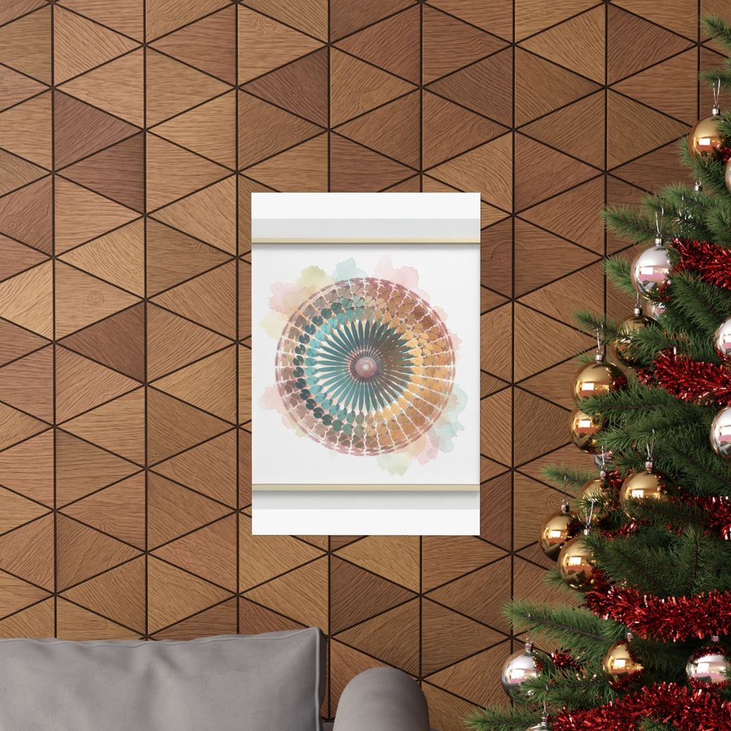 Terracotta and Teal Watercolour Spiral Mandala Poster