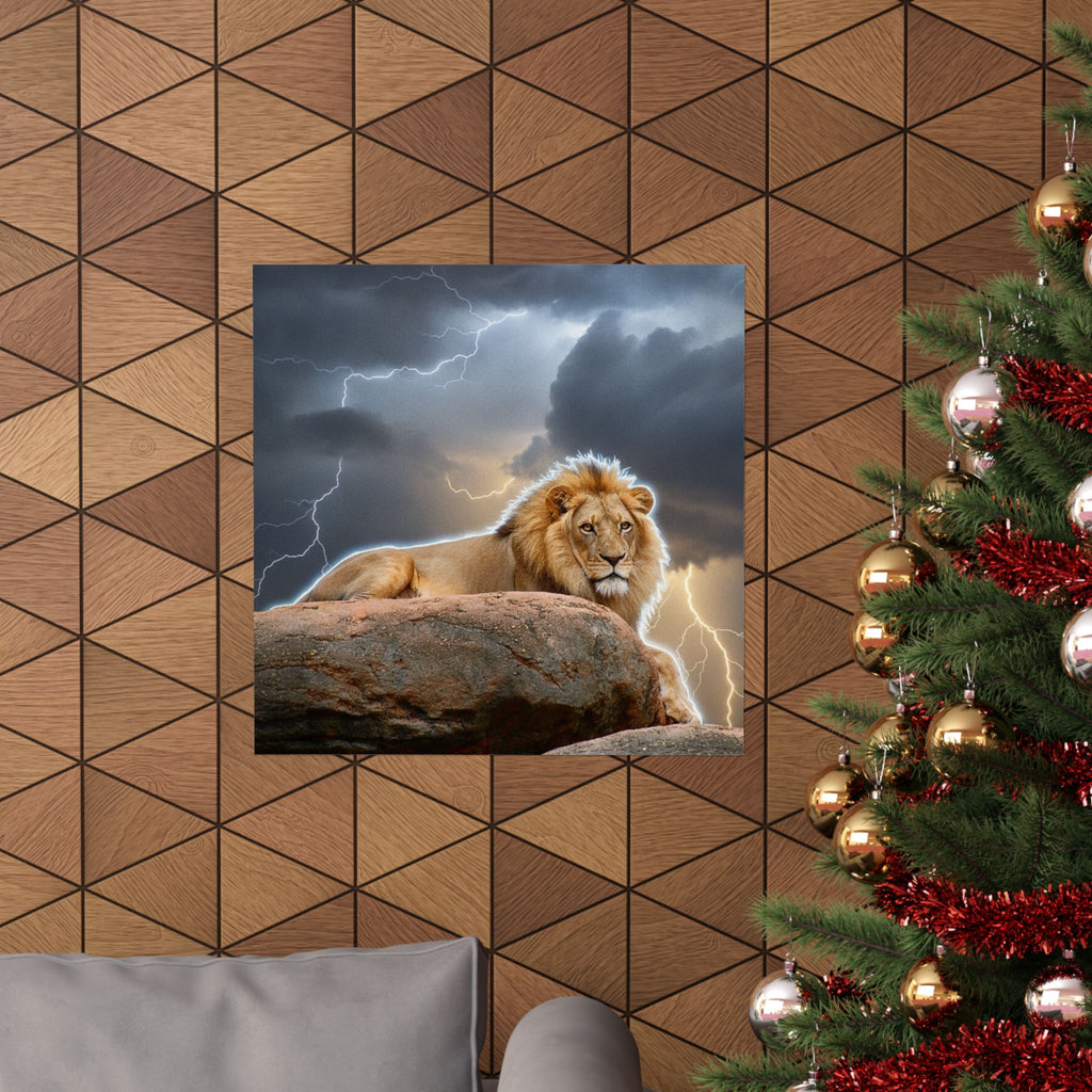 Dramatic Storm — Lion — Matte Poster