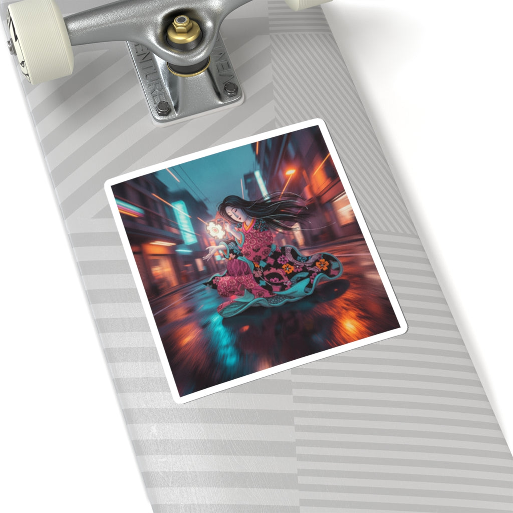 Fast Furious — Woman Playing The Tsuzumi — Kiss-Cut Sticker