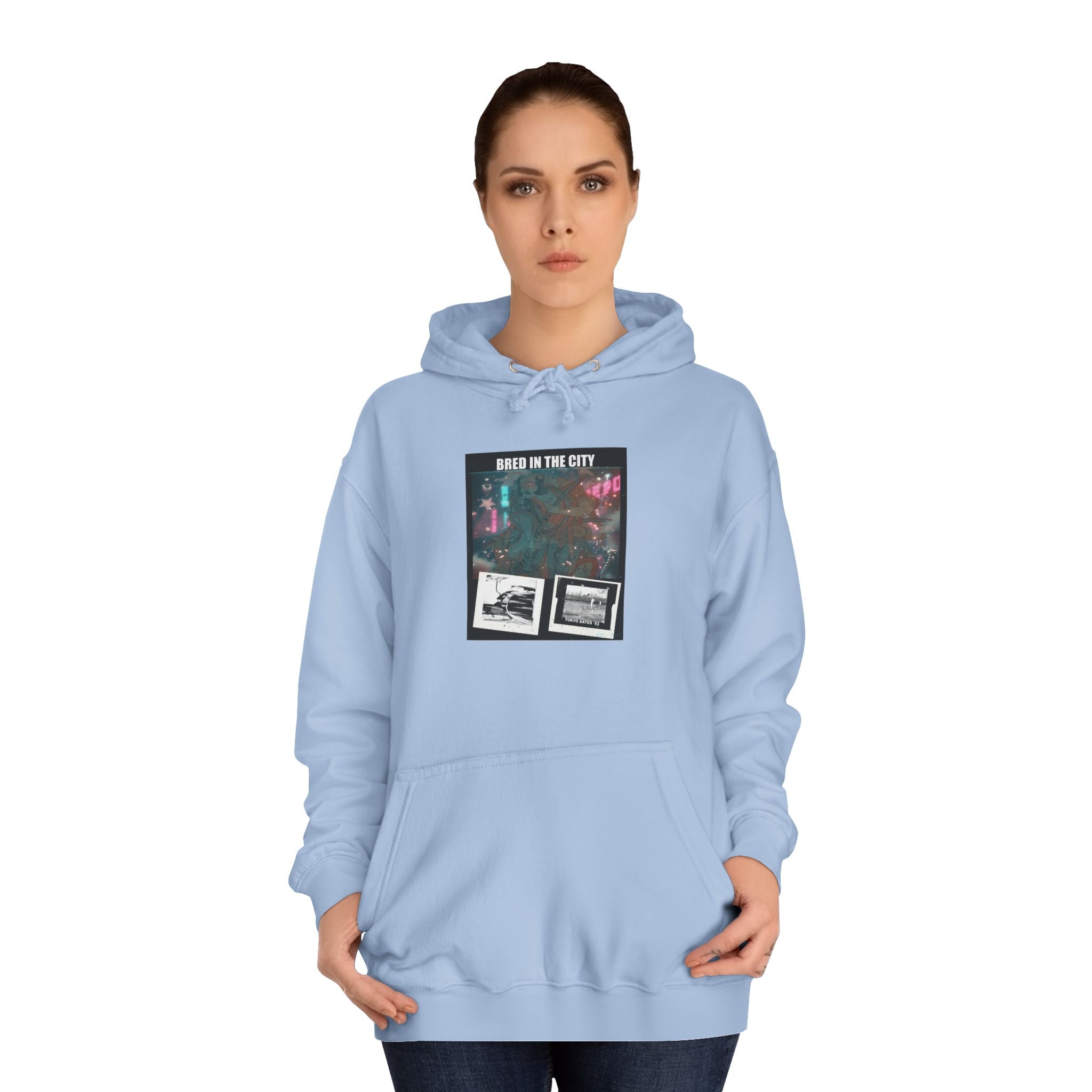 Bred In The City Neon Car Polaroid Collage Hoodie