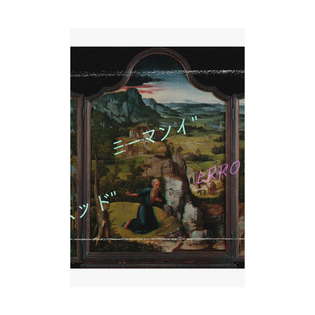 Glitched Renaissance Triptych Vaporwave ERROR Matte Poster
