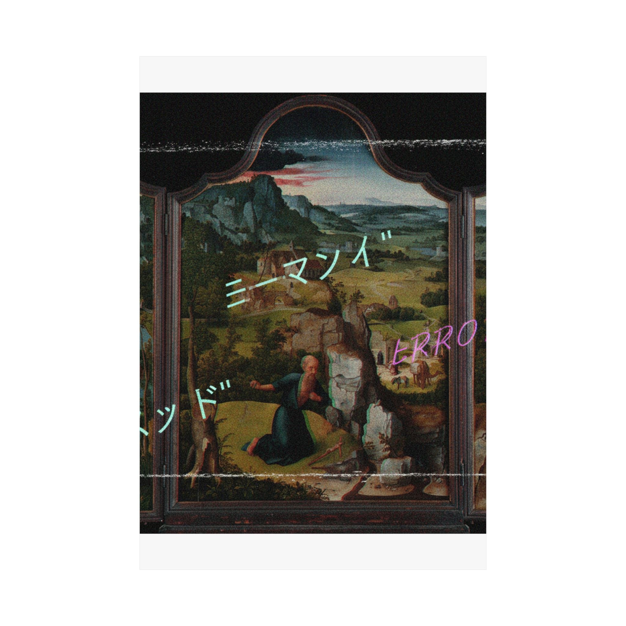 Glitched Renaissance Triptych Vaporwave ERROR Matte Poster