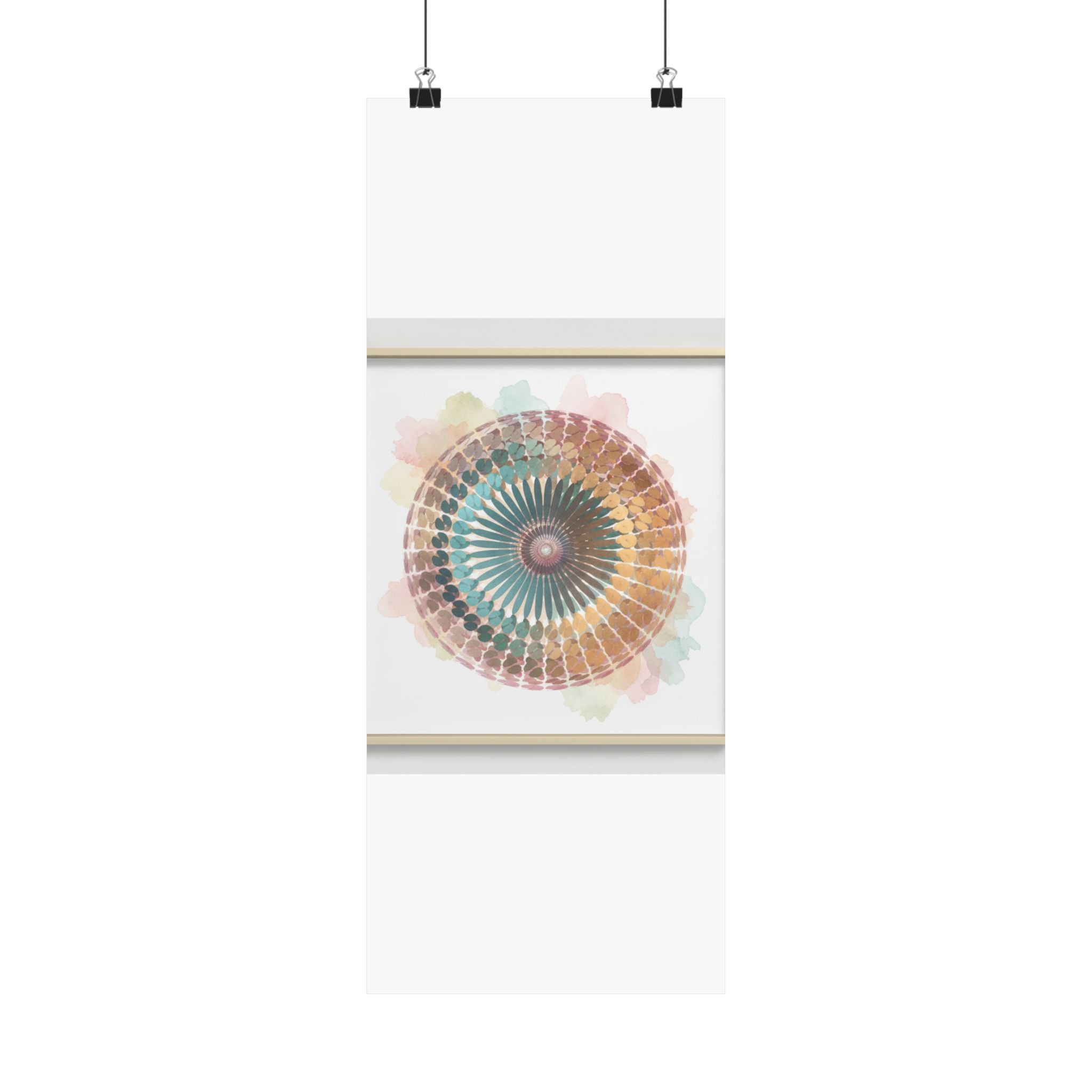 Terracotta and Teal Watercolour Spiral Mandala Poster