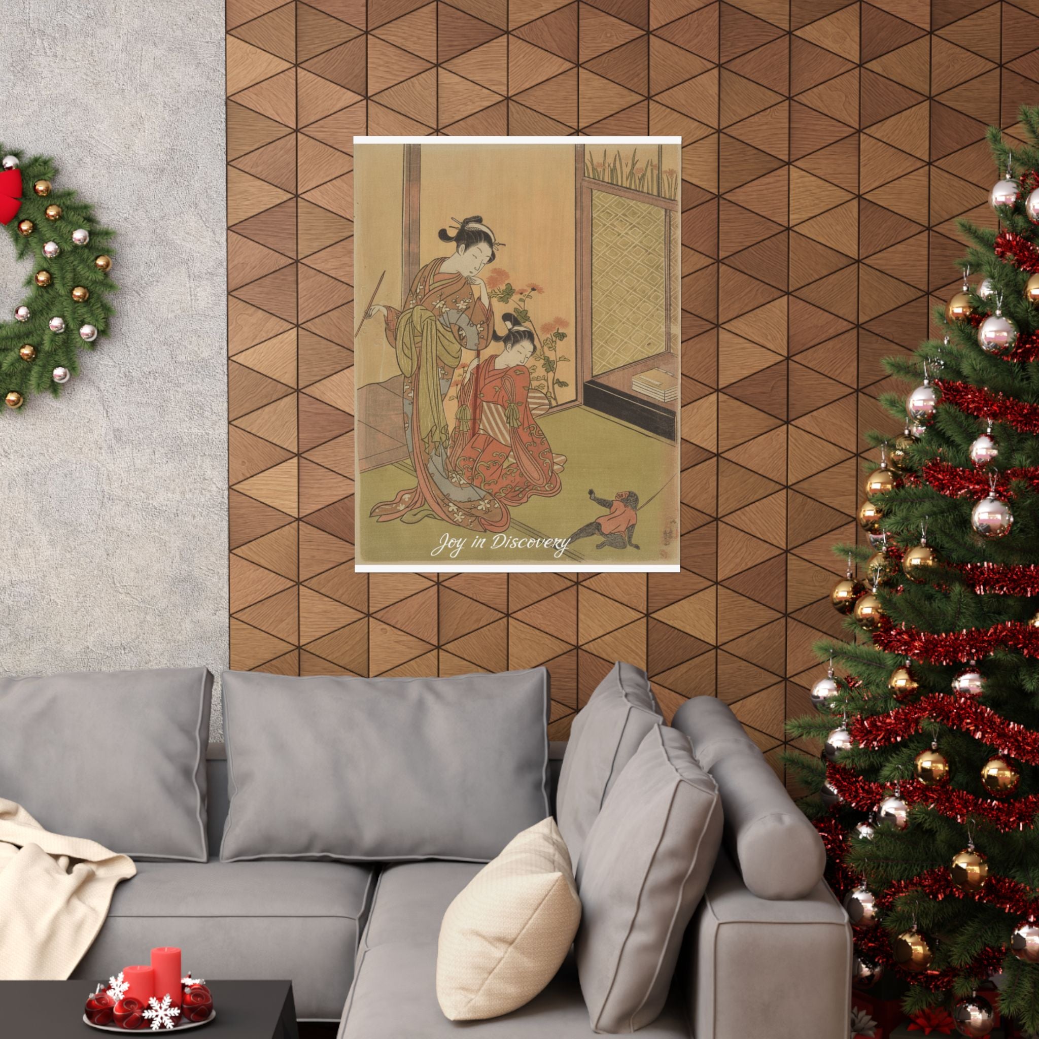 Affirmation — Two Girls Looking At A Monkey On A Leash — Matte Poster