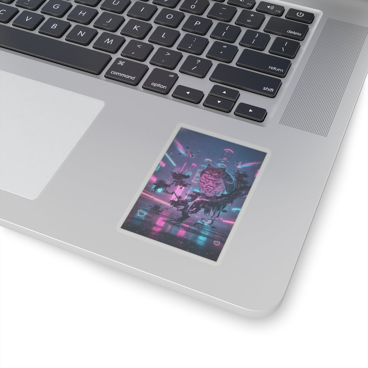 Neon Noir — Owl And Two Swallows — Kiss-Cut Sticker