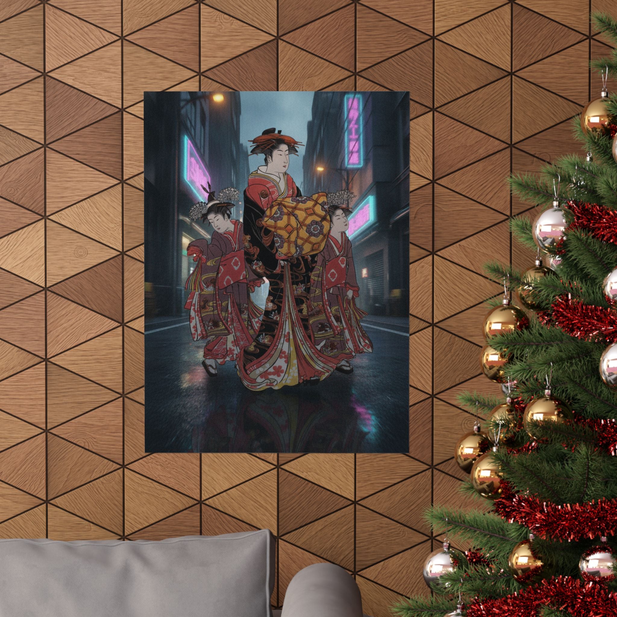 Fast Furious — An Oiran Accompanied By Two Kamuro — Matte Poster