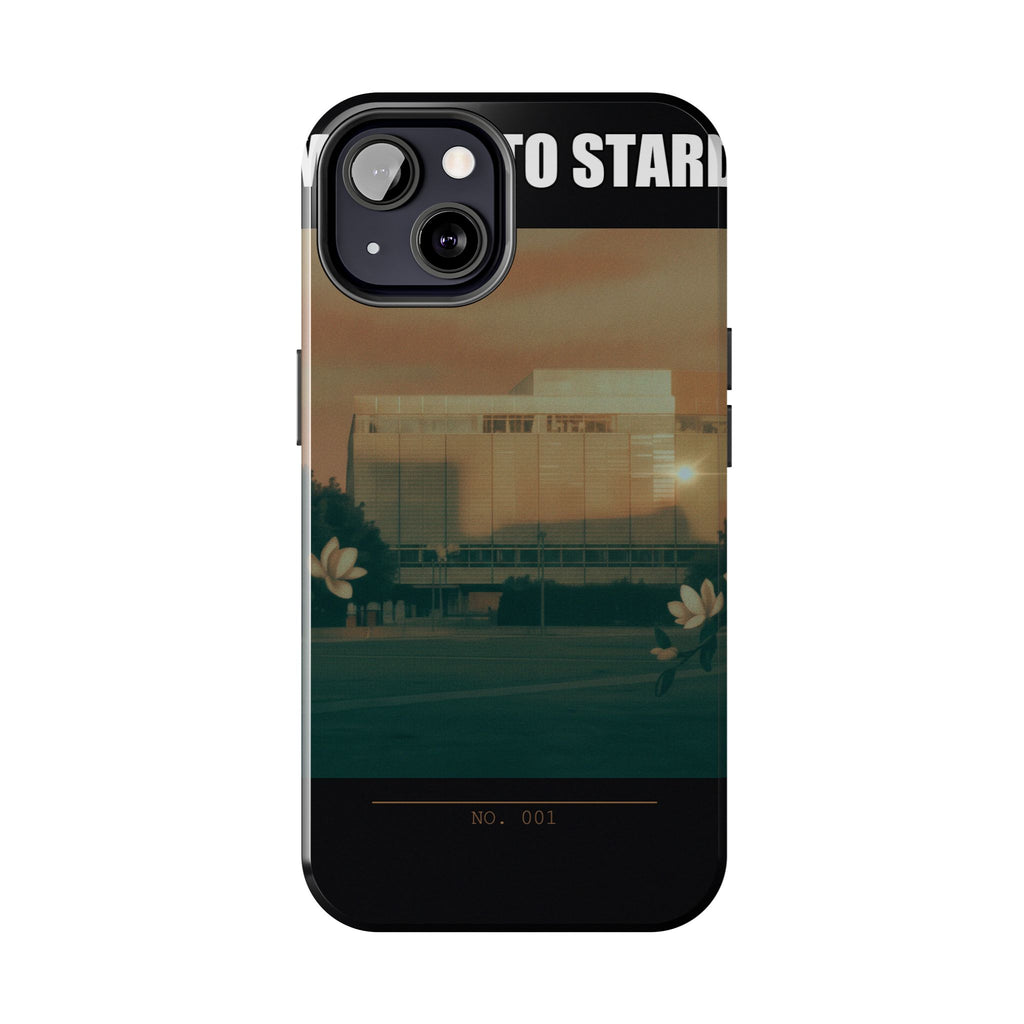 Dusk Brutalist Building and Daisies Photo Phone Case