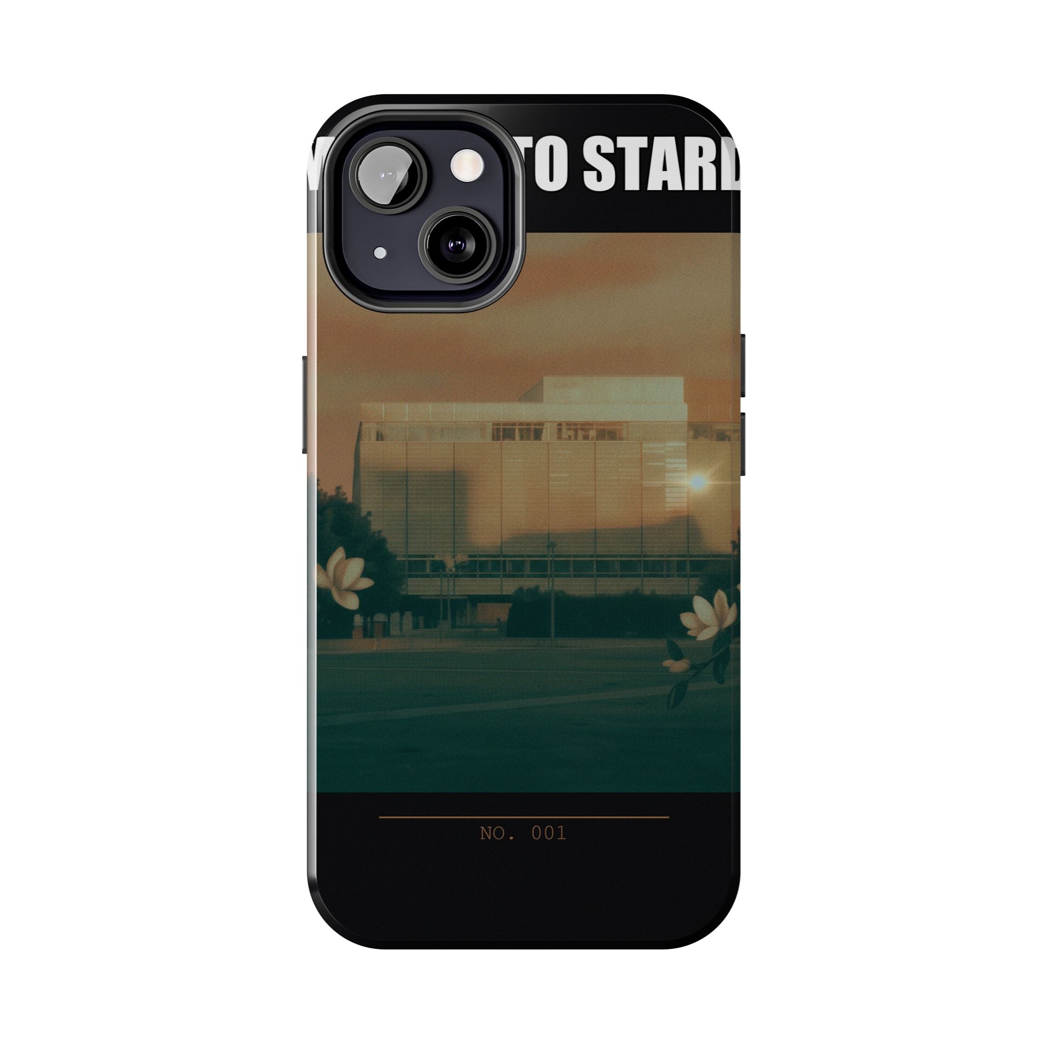 Dusk Brutalist Building and Daisies Photo Phone Case
