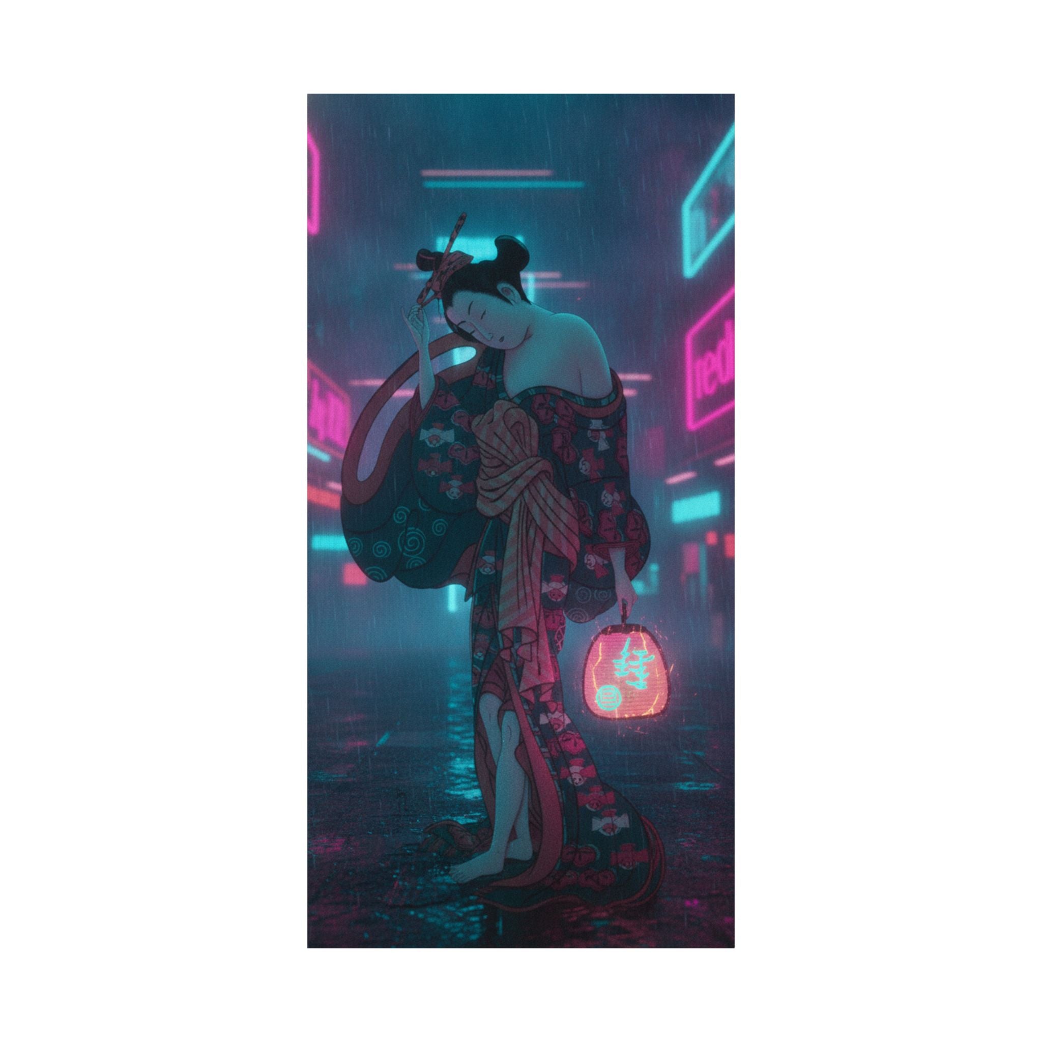 Neon Noir — Summer Willow In The Breeze — Matte Poster