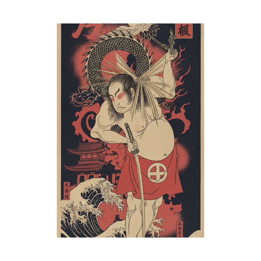 Japanese Street — The Third Otani Hiroji As A Man Clothed Only With A Red Apron — Matte Poster