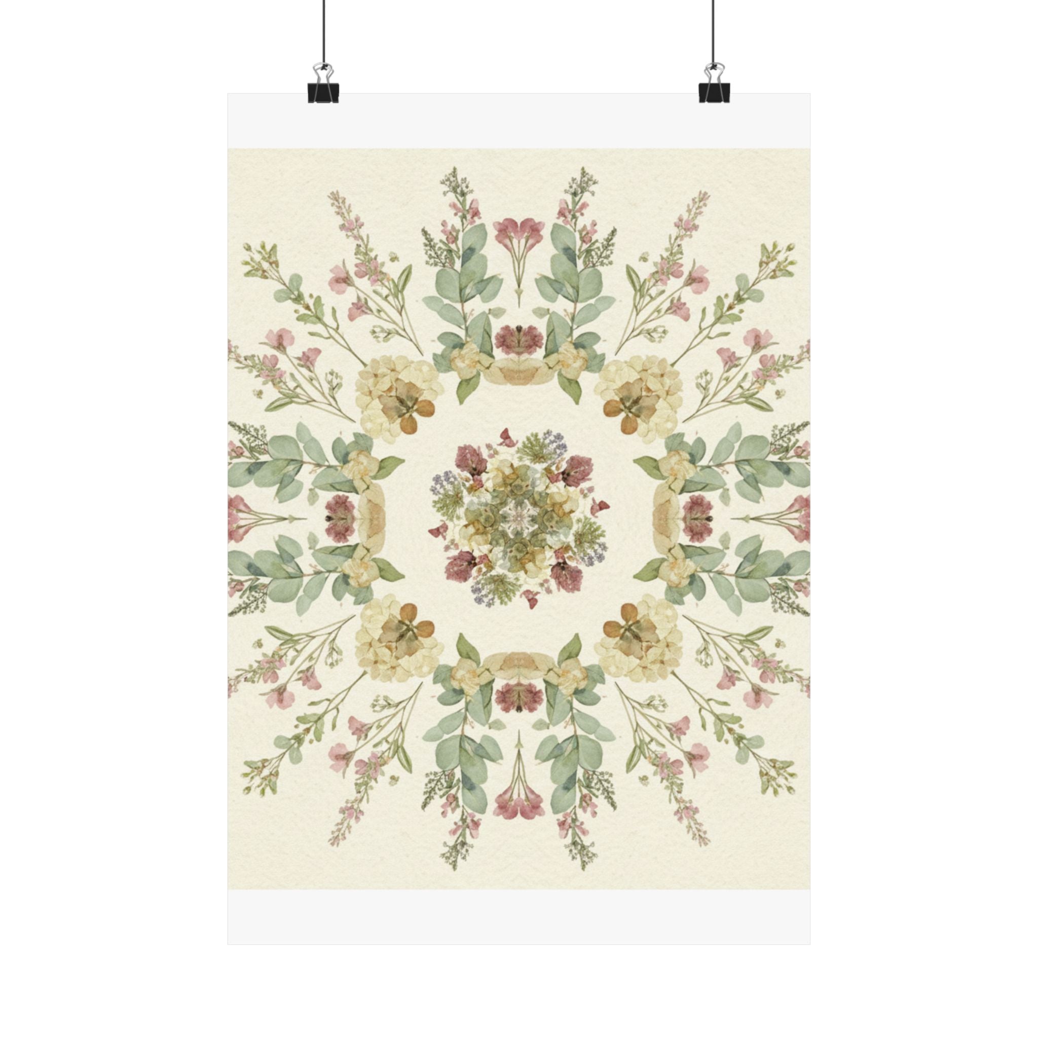 Pressed Wildflower Symmetry Cottagecore Botanical Poster