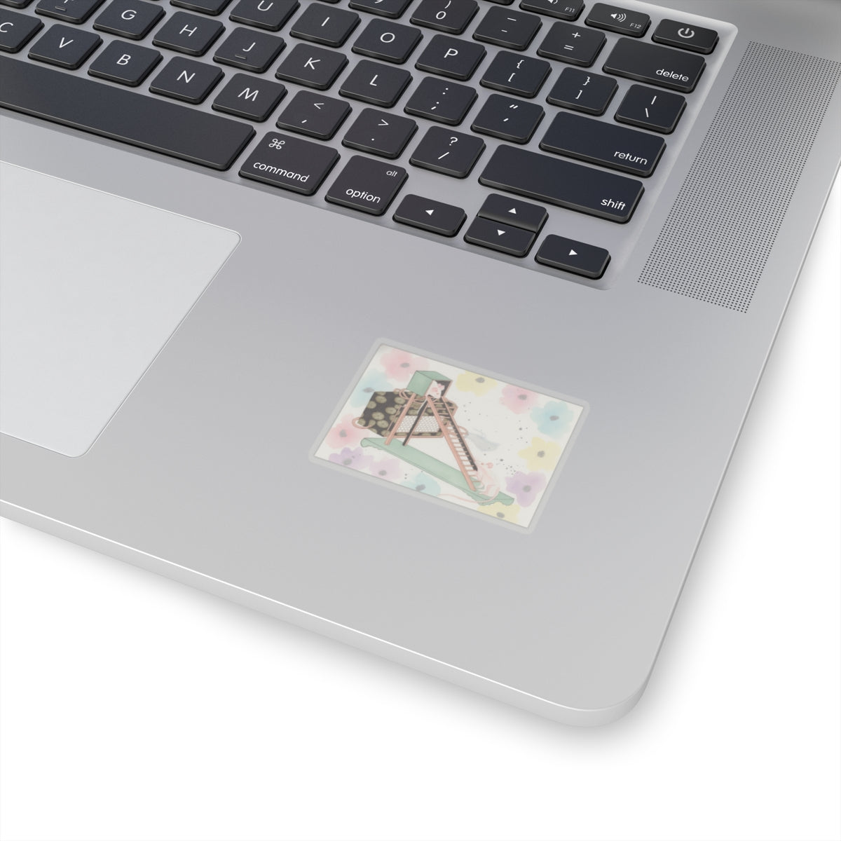 Watercolor — White Mice Playing — Kiss-Cut Sticker