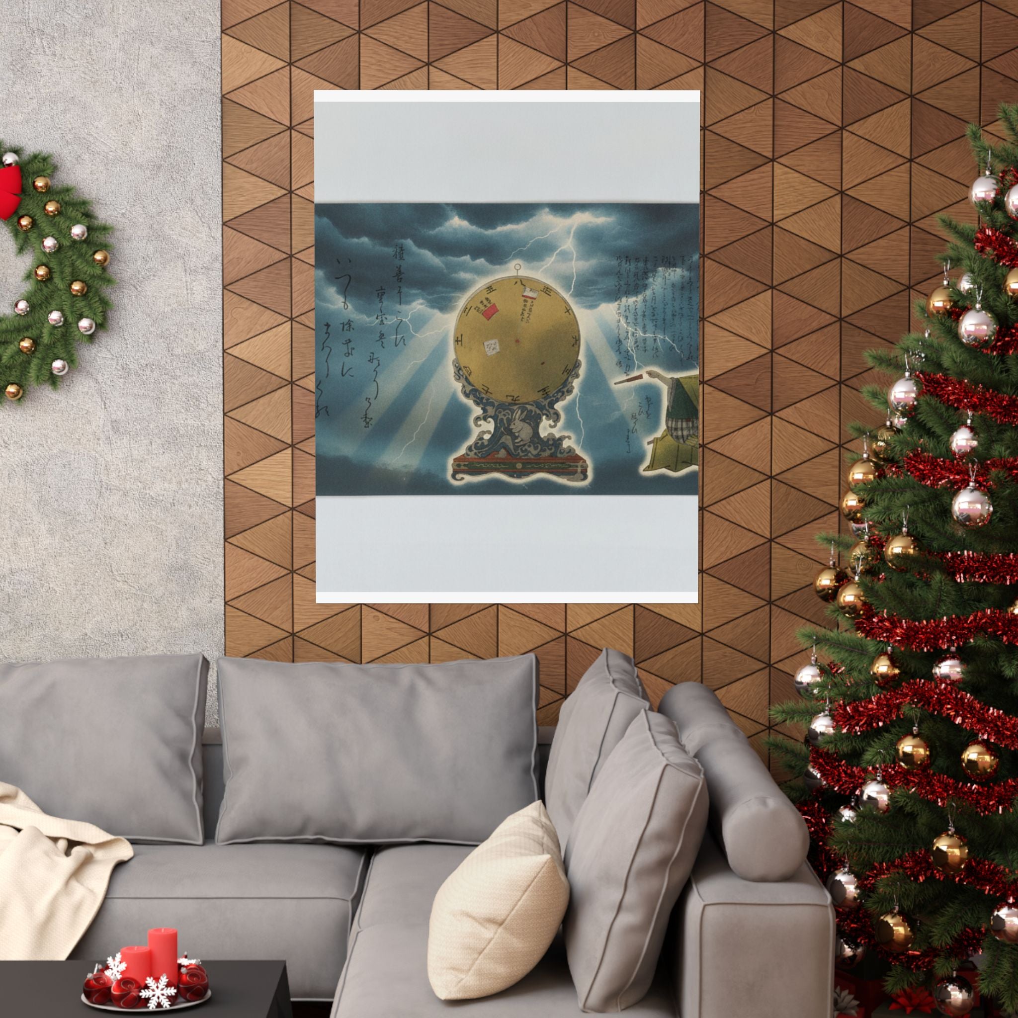 Dramatic Storm — Moveable Rotating Calendar Mounted On Elaborate Wave-Base With Rabbit Crest — Matte Poster