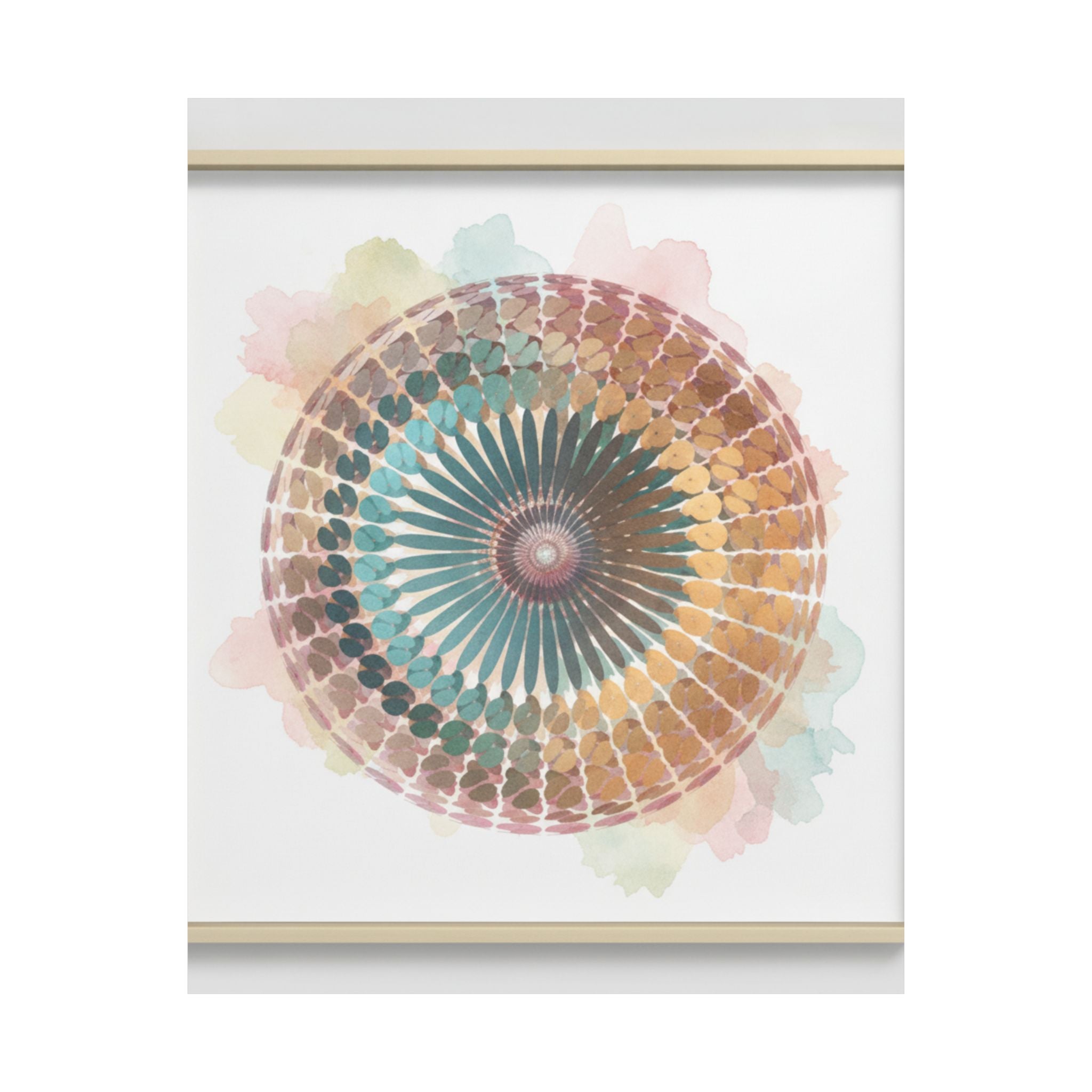 Terracotta and Teal Watercolour Spiral Mandala Poster