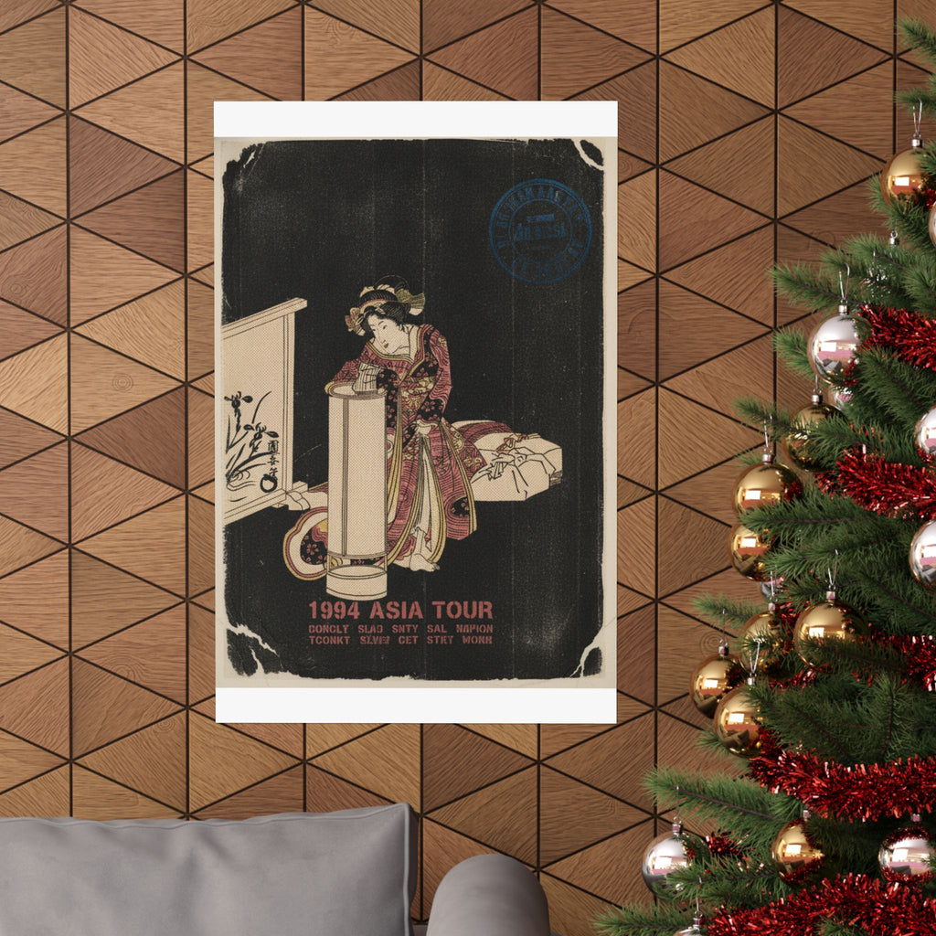 Vintage Bootleg — Young Woman Leaning Over A Tall Lamp — Matte Poster