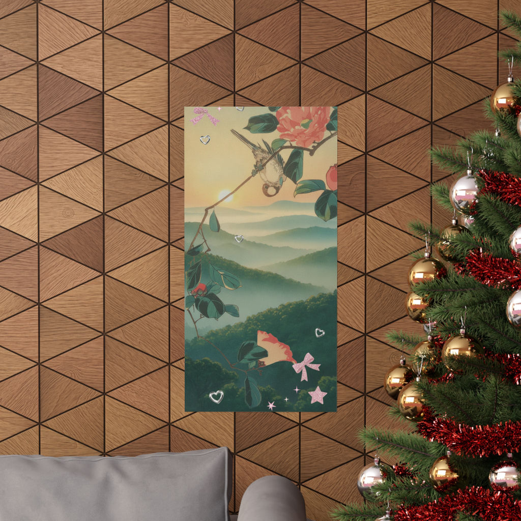 Scenic Nature — Camellia And Bullfinch — Matte Poster
