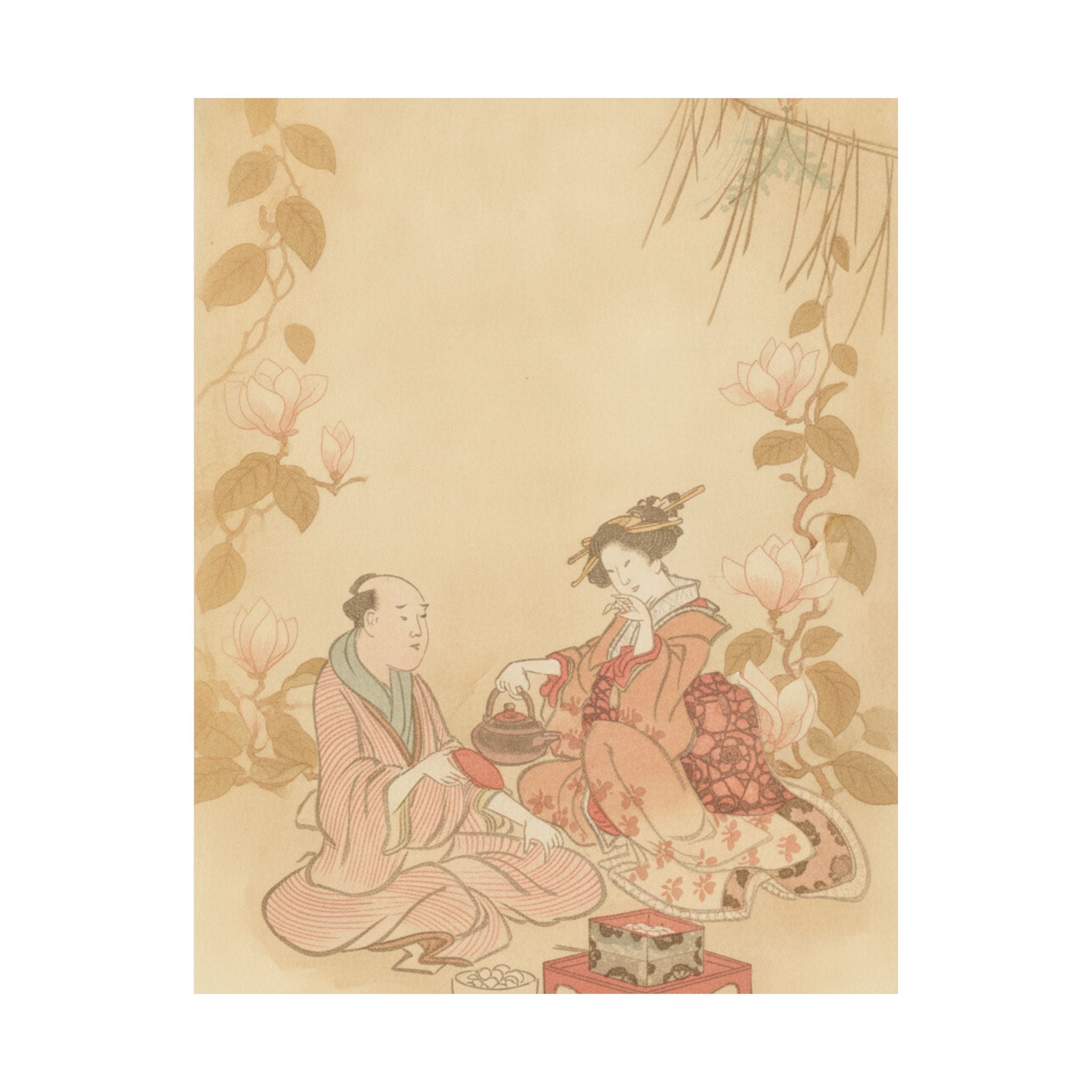 Southern Sunset — Woman Entertaining Her Guest With New Year Wine — Matte Poster