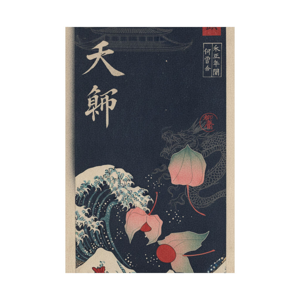 Japanese Street — Winter Cherries — Matte Poster