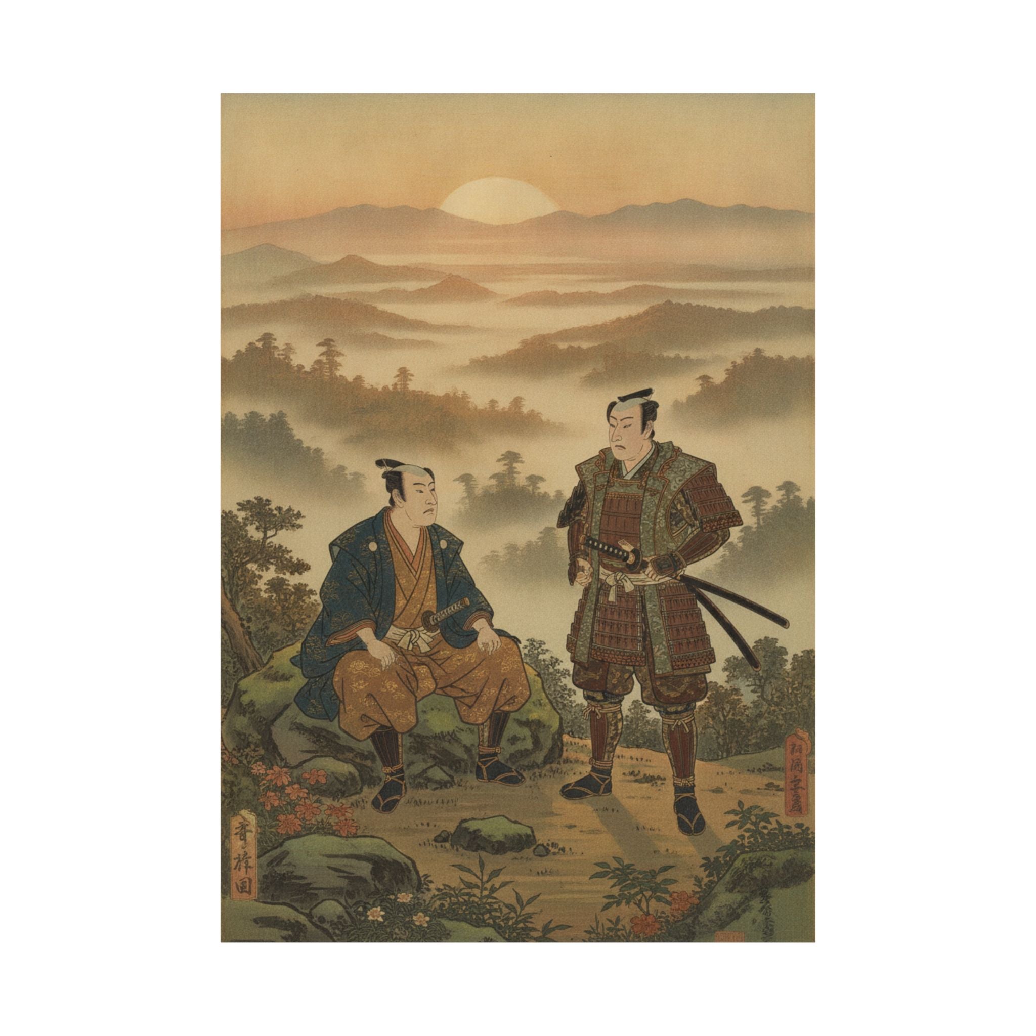 Scenic Nature — A Daimyo Talking To One Of His Retainers — Matte Poster