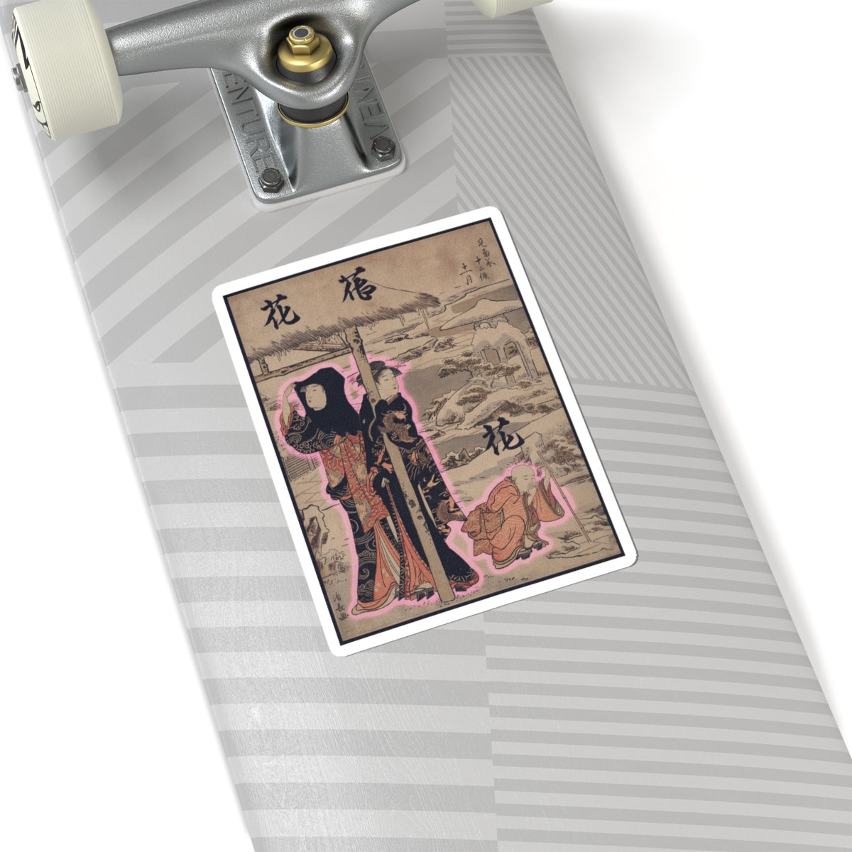 Japanese Street — A Day In Winter; Two Ladies And A Child In A Garden — Kiss-Cut Sticker