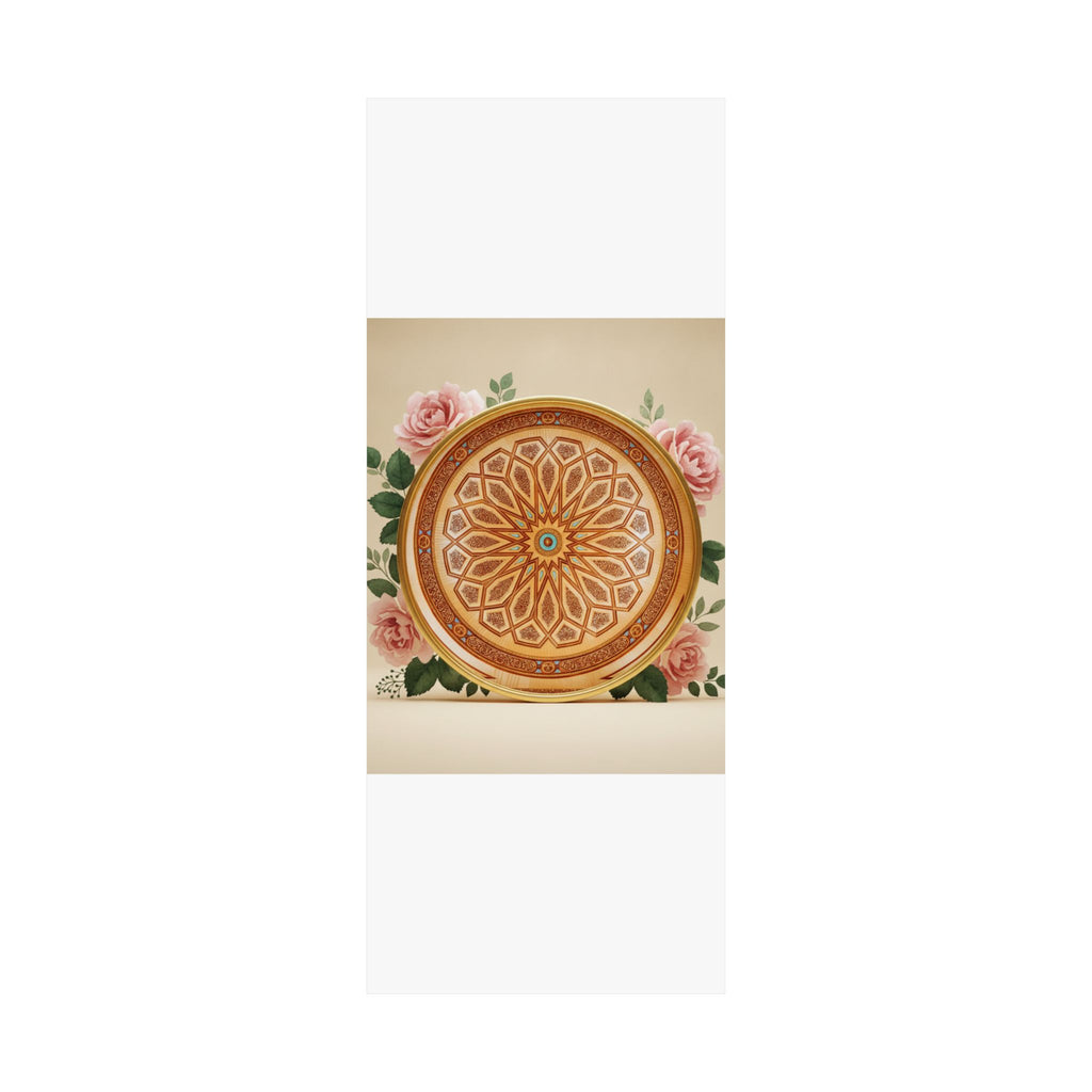 Gilded Moroccan Medallion and Pink Roses Art Poster