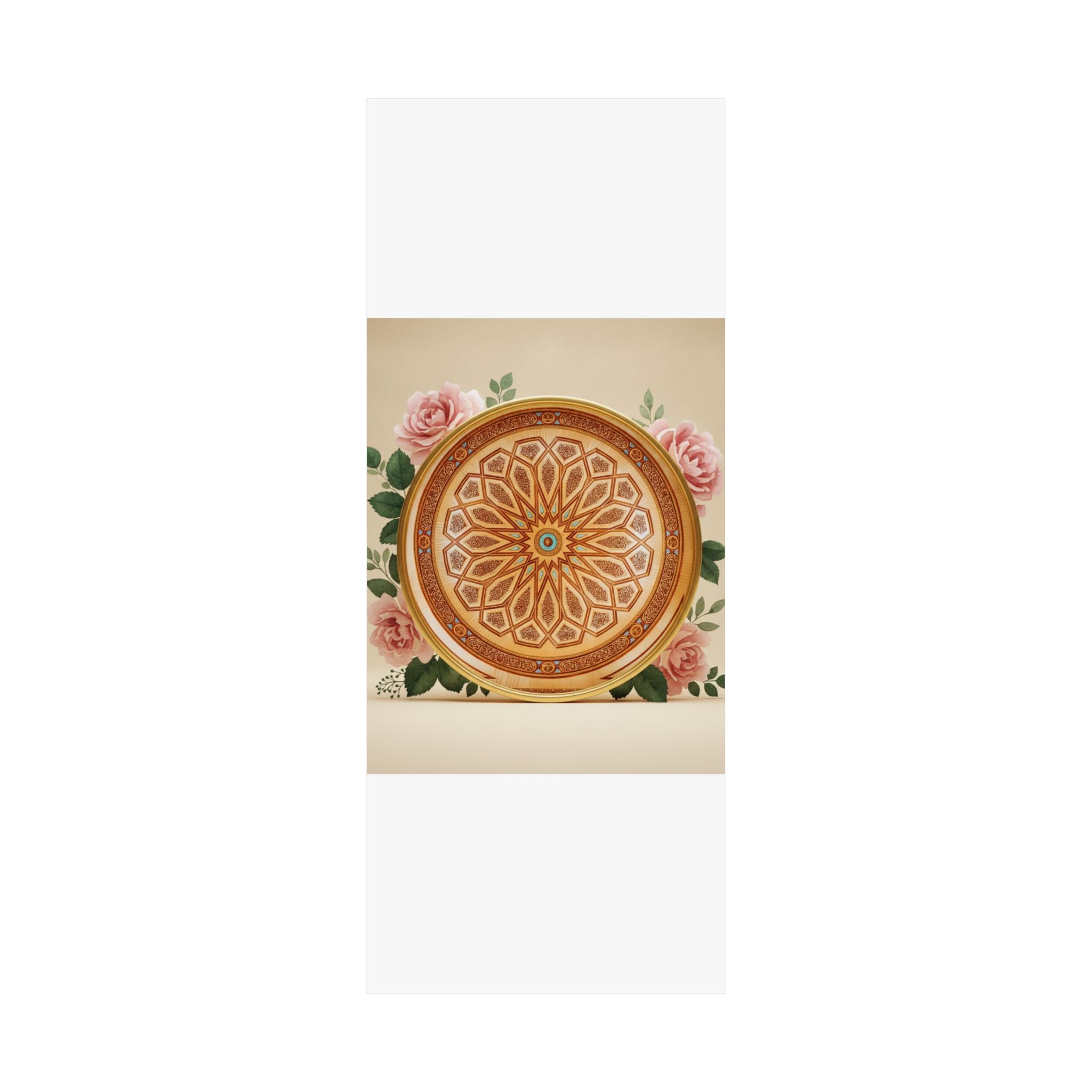 Gilded Moroccan Medallion and Pink Roses Art Poster