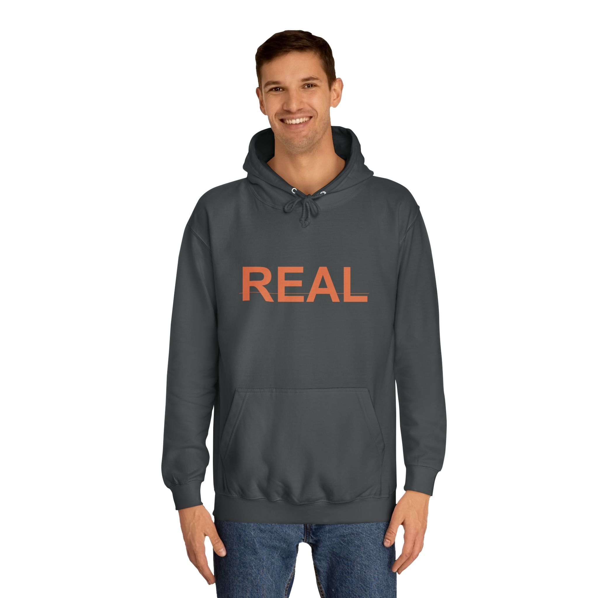 REAL Bold Burnt-Orange Minimal Typography Hoodie