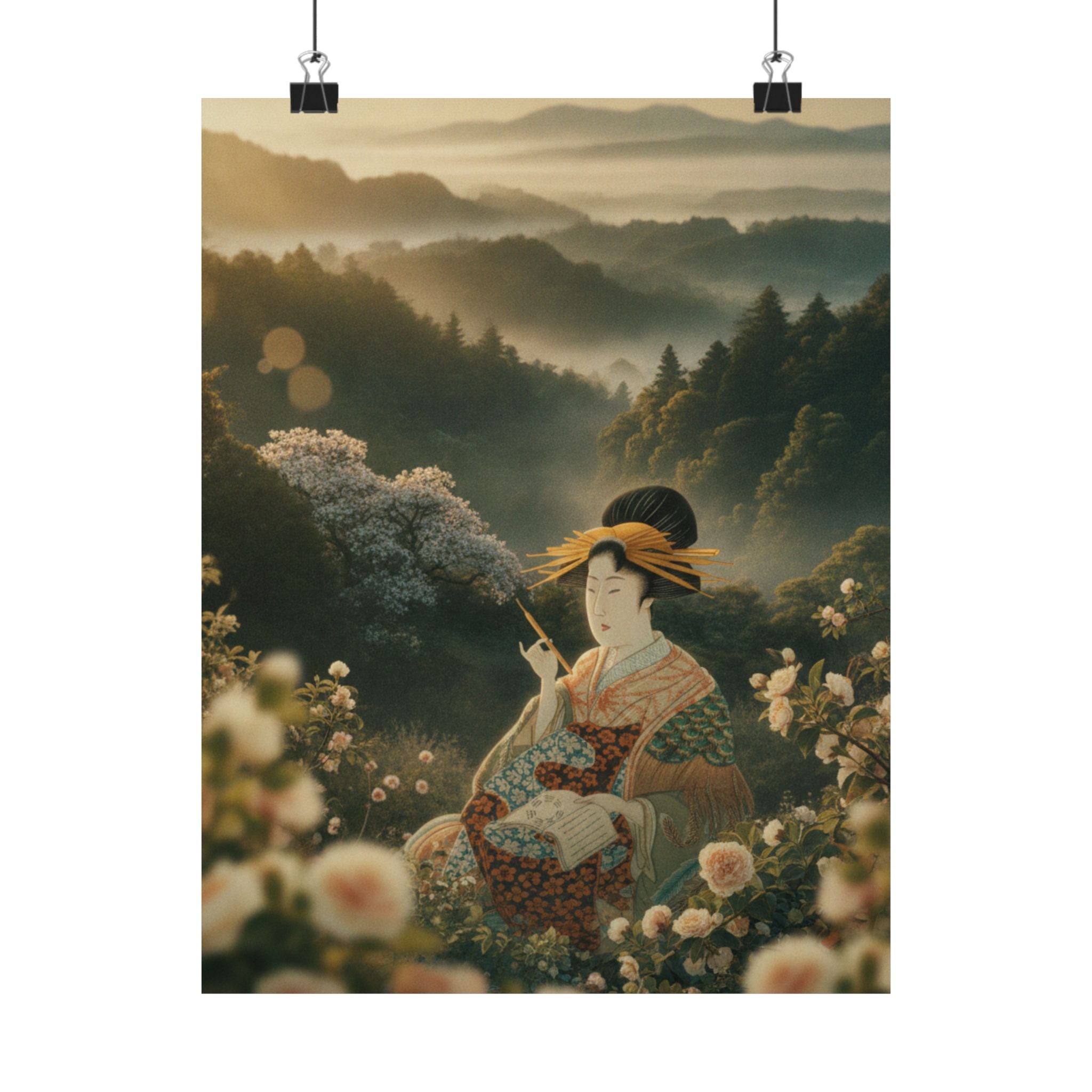 Scenic Nature — Courtesan With Book And Hair-Pin — Matte Poster