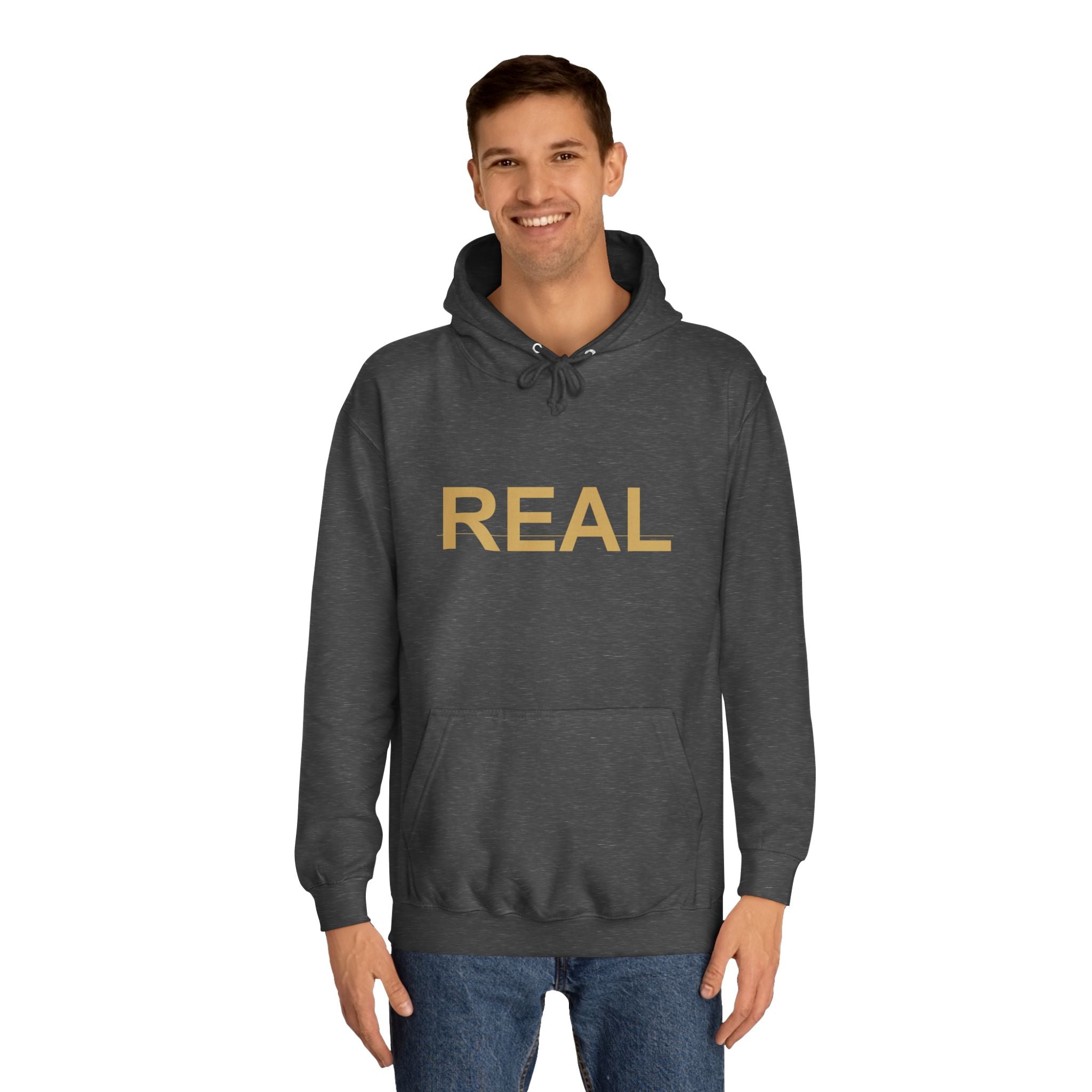 REAL Gold Block Letter Minimalist Statement Hoodie