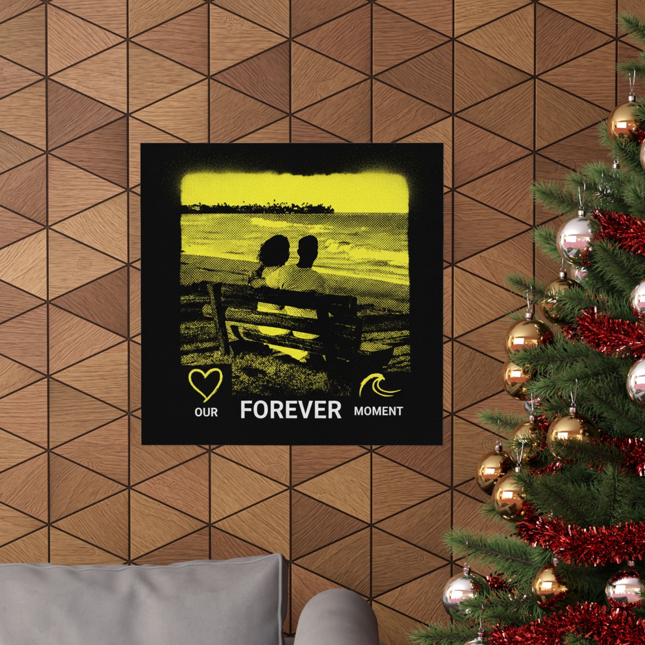 Our Forever Moment Beach Sunset Couple Yellow Matte Poster