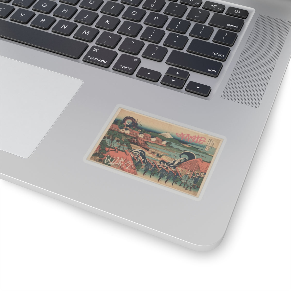 Japanese Street — Fuji Seen In The Distance From Senju Pleasure Quarter (Senju Kagai Yori Chōbō No — Kiss-Cut Sticker