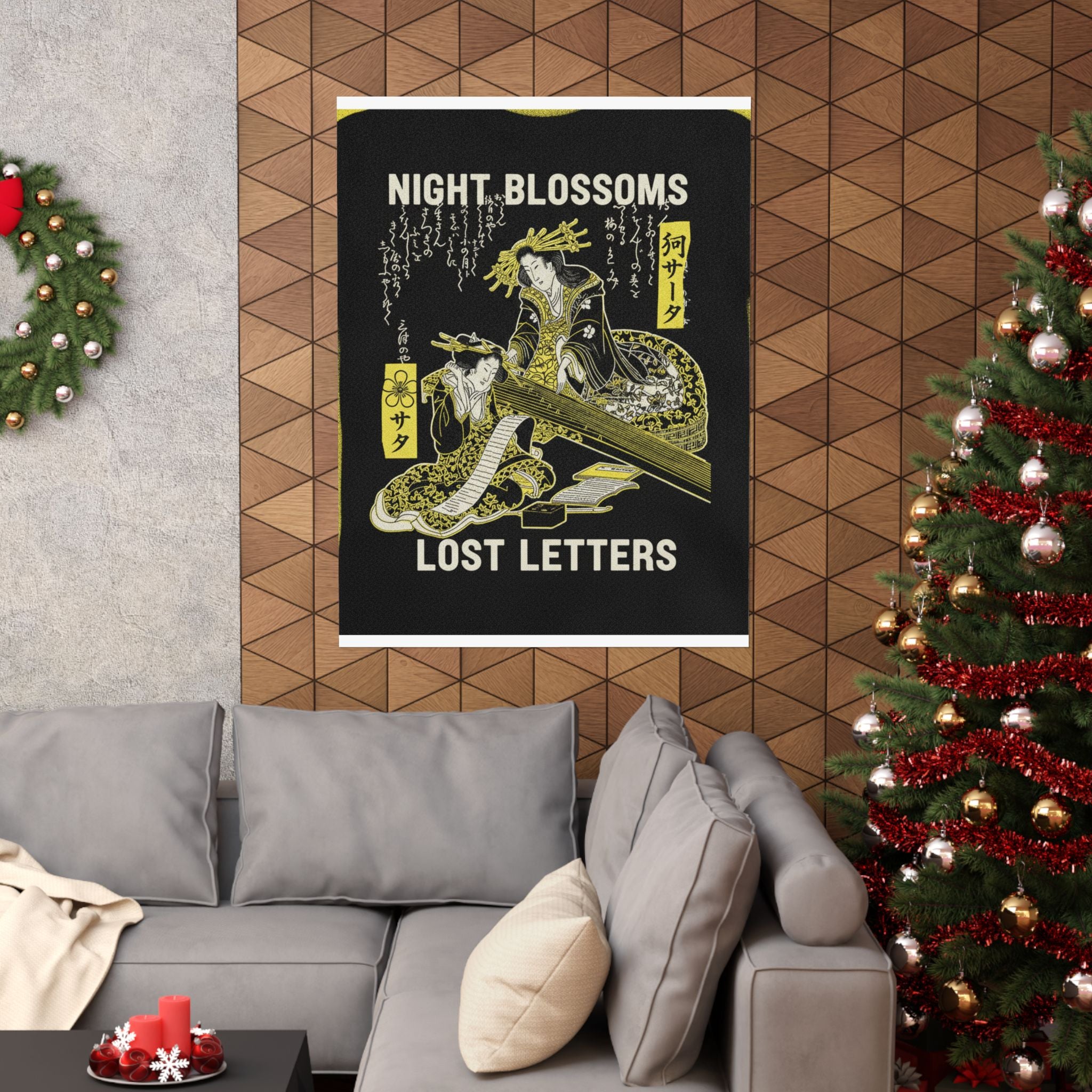 Streetwear Collage — Two Courtesans, One Playing A Koto (Harp) And The Other Reading A Letter — Matte Poster
