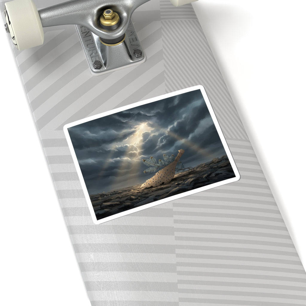 Dramatic Storm — Young Pine Tree And Jeweled Broom — Kiss-Cut Sticker