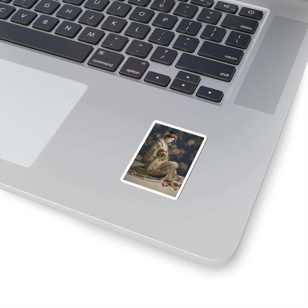 Product Marketing — Konosato Of Takeya Seated, Holding An Incense Burner — Kiss-Cut Sticker