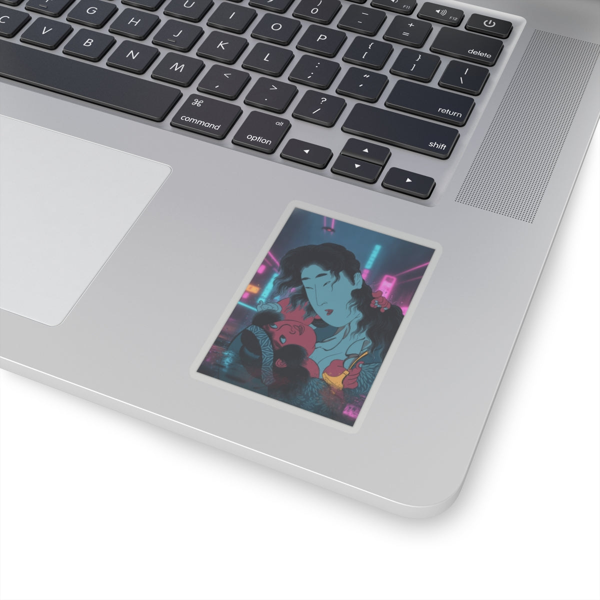 Neon Noir — Yamauba Playing With Kintarō — Kiss-Cut Sticker