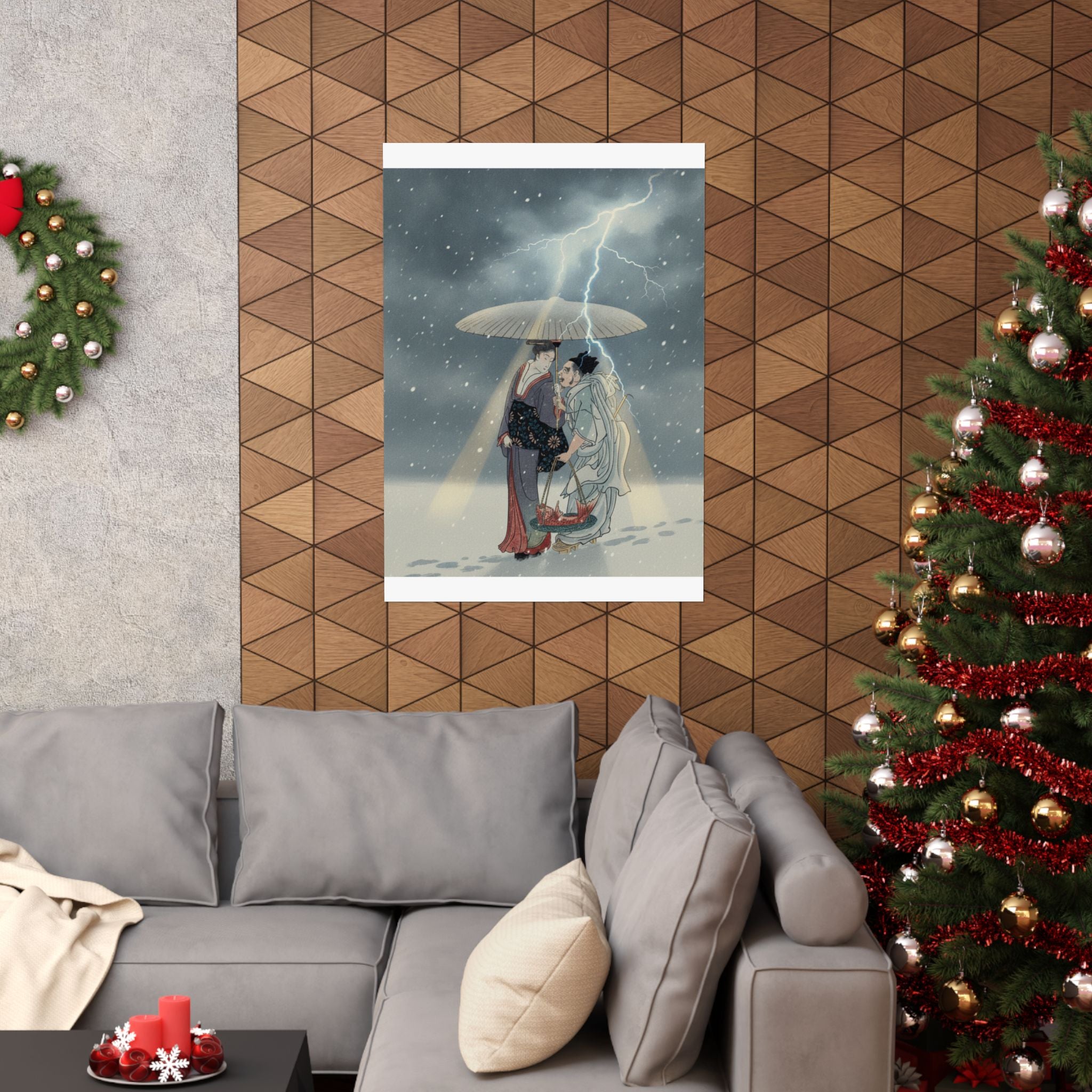 Dramatic Storm — Ebisu And Benten Walking In The Snow — Matte Poster